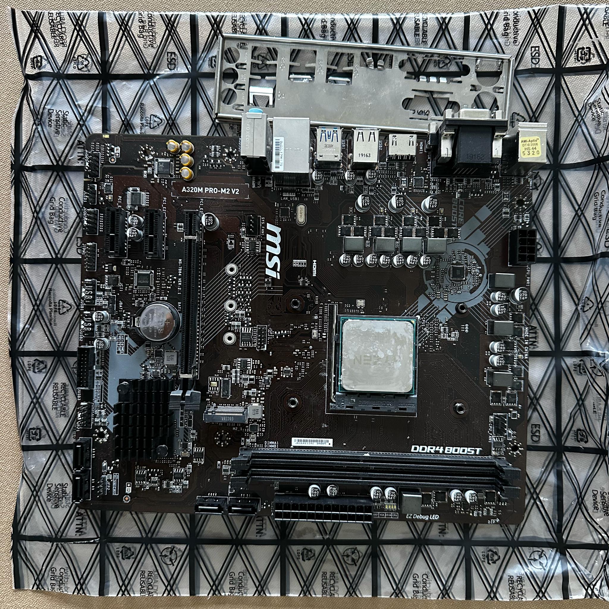 MSI A-320M PRO-M2 V2 w/ Ryzen 3 2300x AM4 CPU (both tested, works)