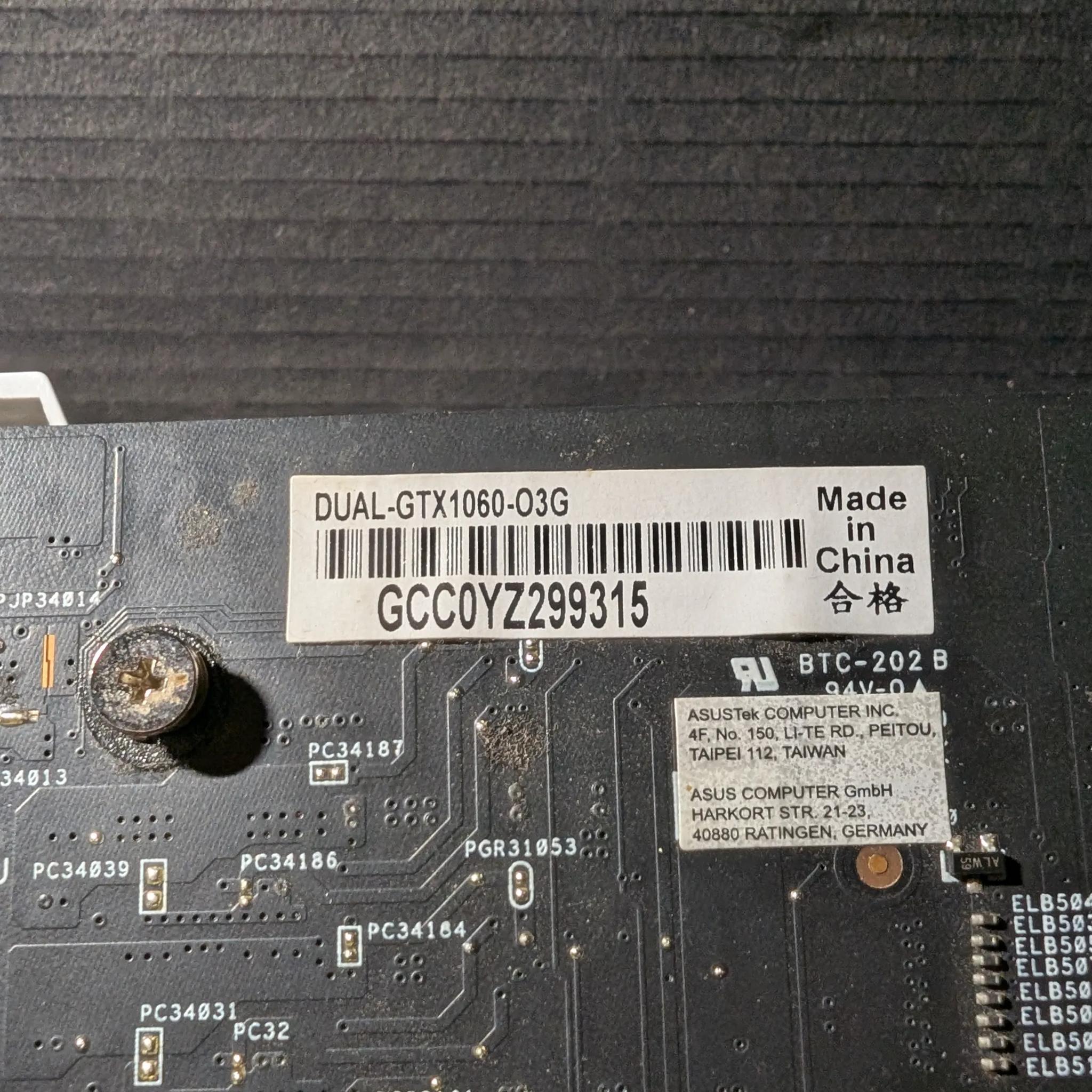ASUS DUAL NVIDIA GTX 1060 3gb