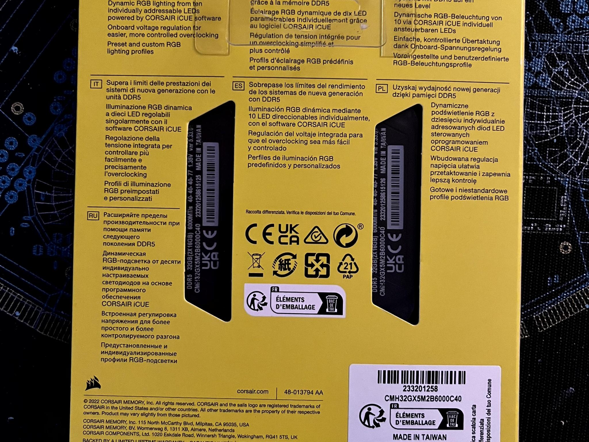 Corsair Vengence RGB DDR5 (DDR5-6000) 2x16