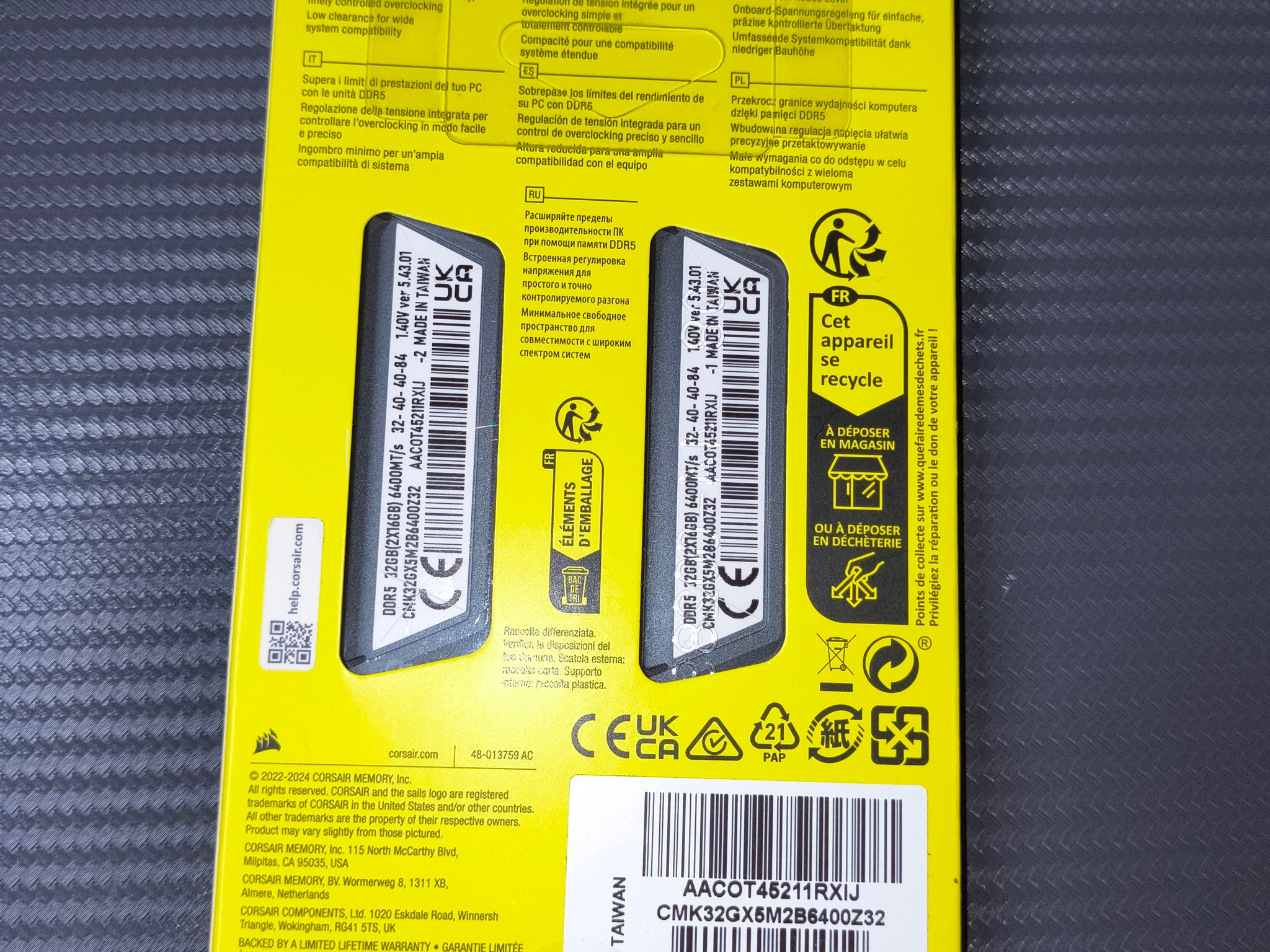 32GB Corsair Vengeance DDR5 6400