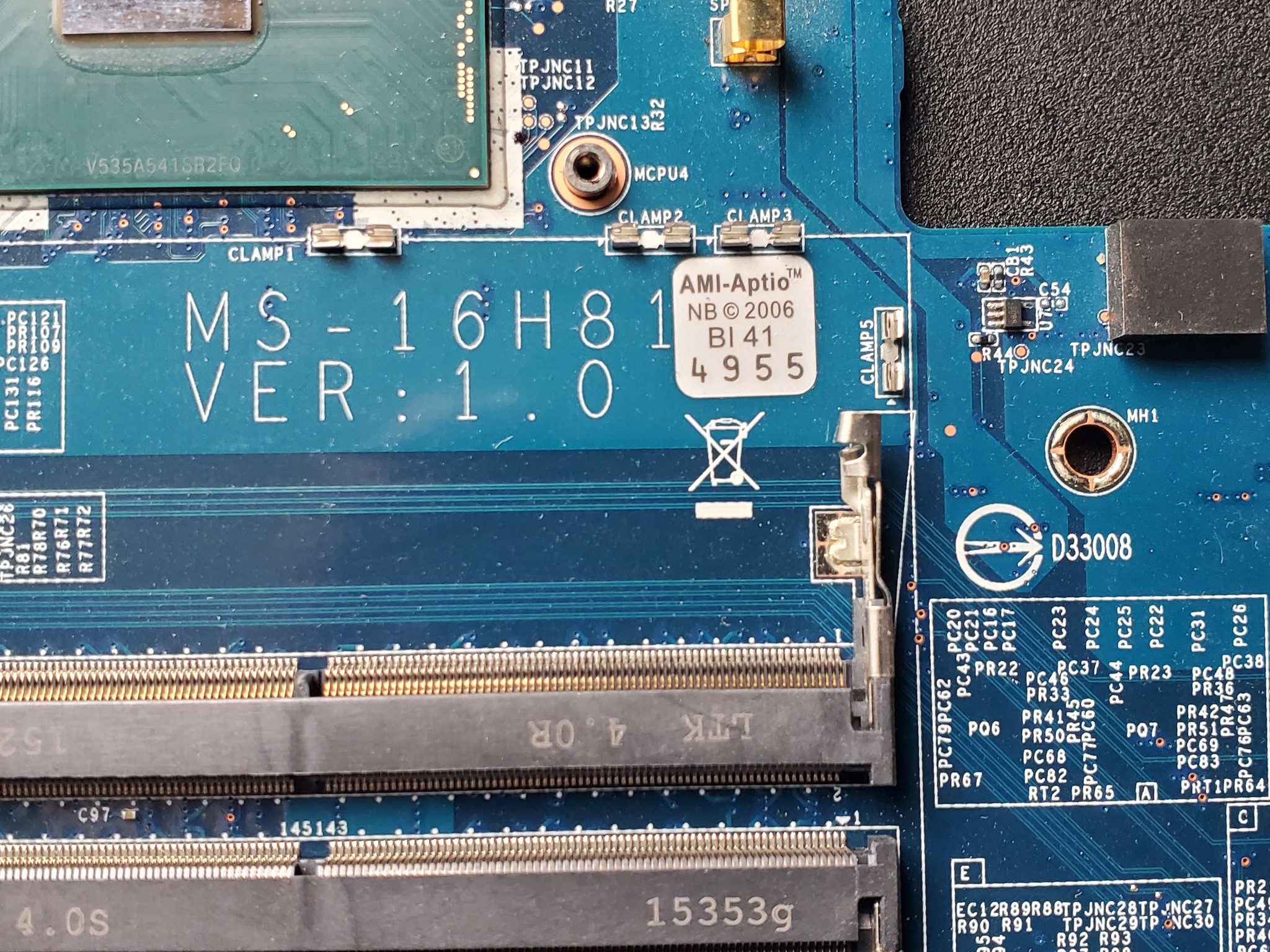 MSI PX60 6QD Intel i7-6700HQ 2.6Ghz Motherboard GTX 950M 2GB MS-16H81
