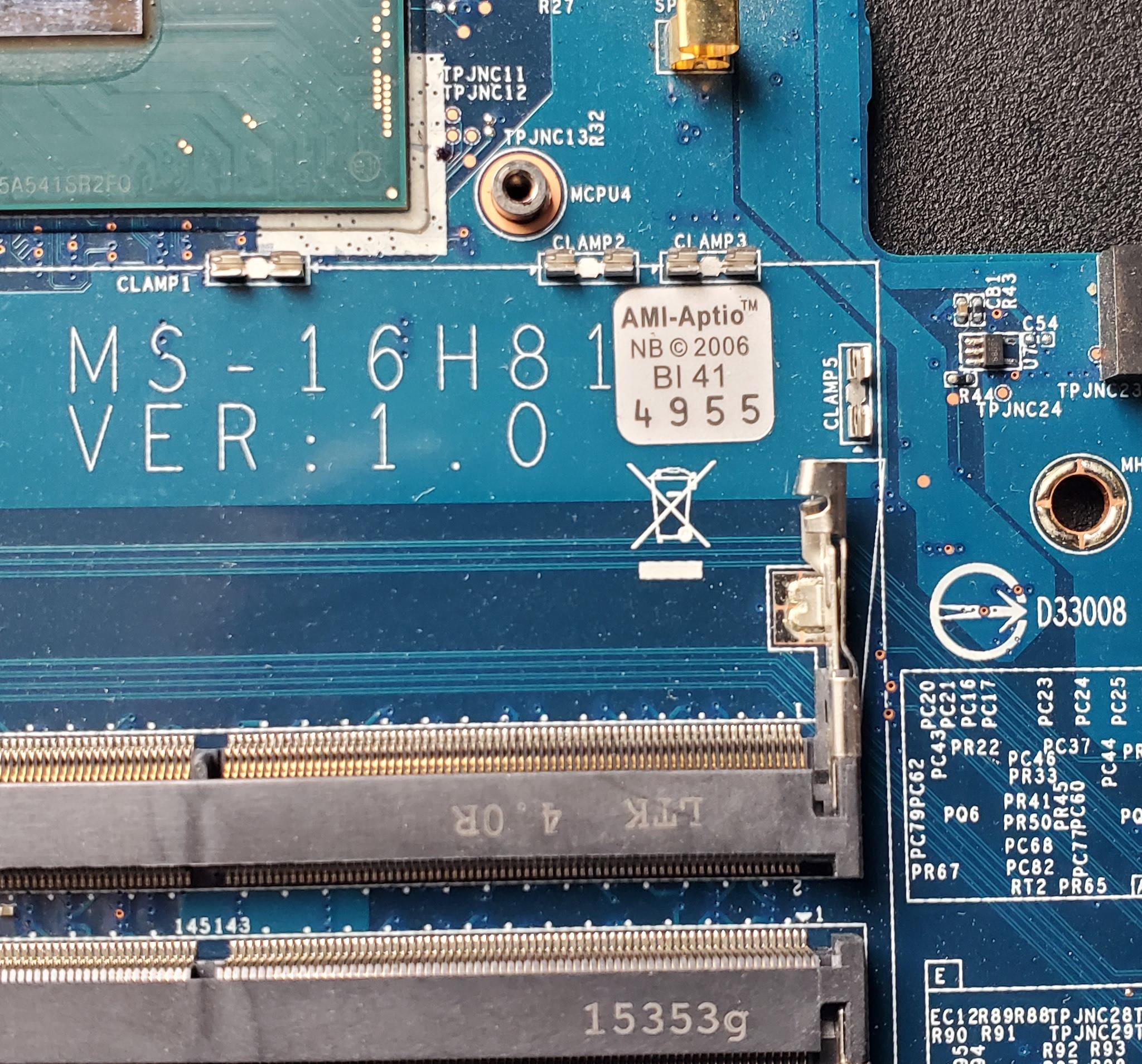 MSI PX60 6QD Intel i7-6700HQ 2.6Ghz Motherboard GTX 950M 2GB MS-16H81