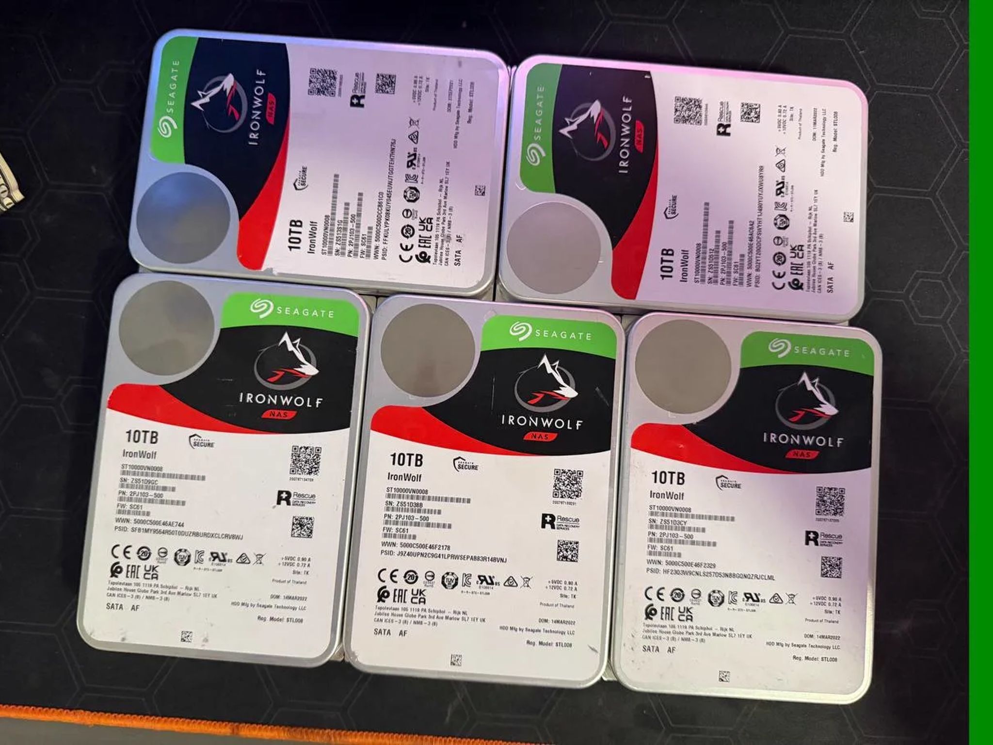 Seagate IronWolf NAS 10TB HDDs - SMART Good