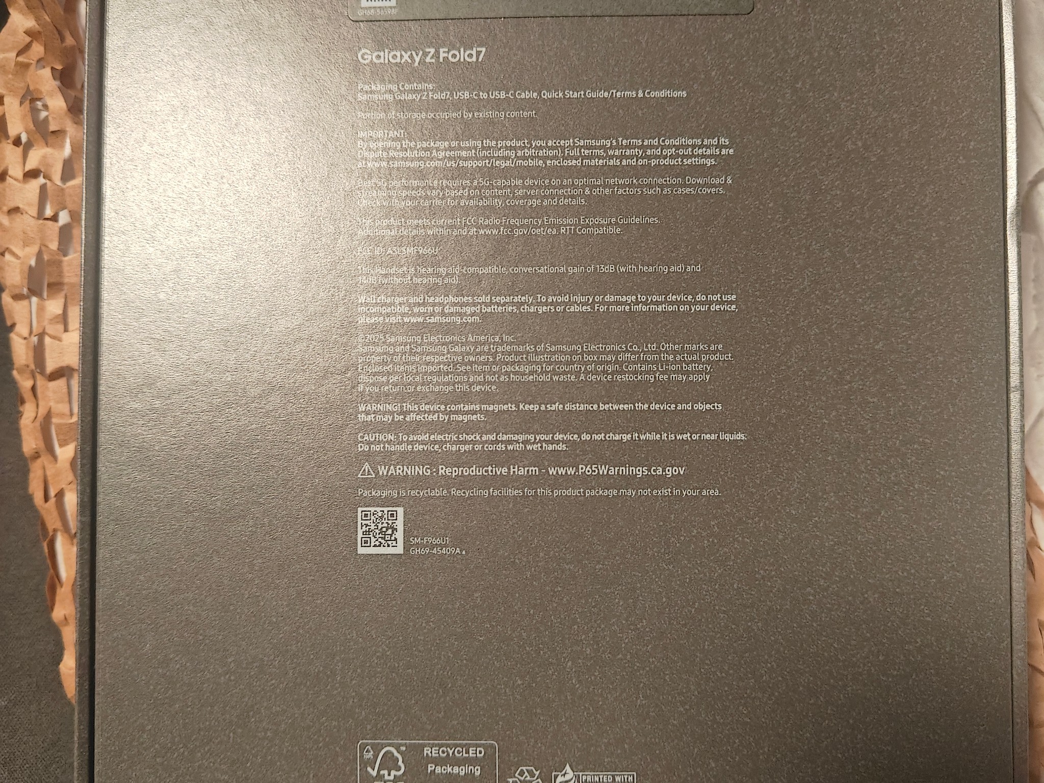 Samsung Galaxy Fold 7 Unsealed 512 GB, Unlocked, Jetblack