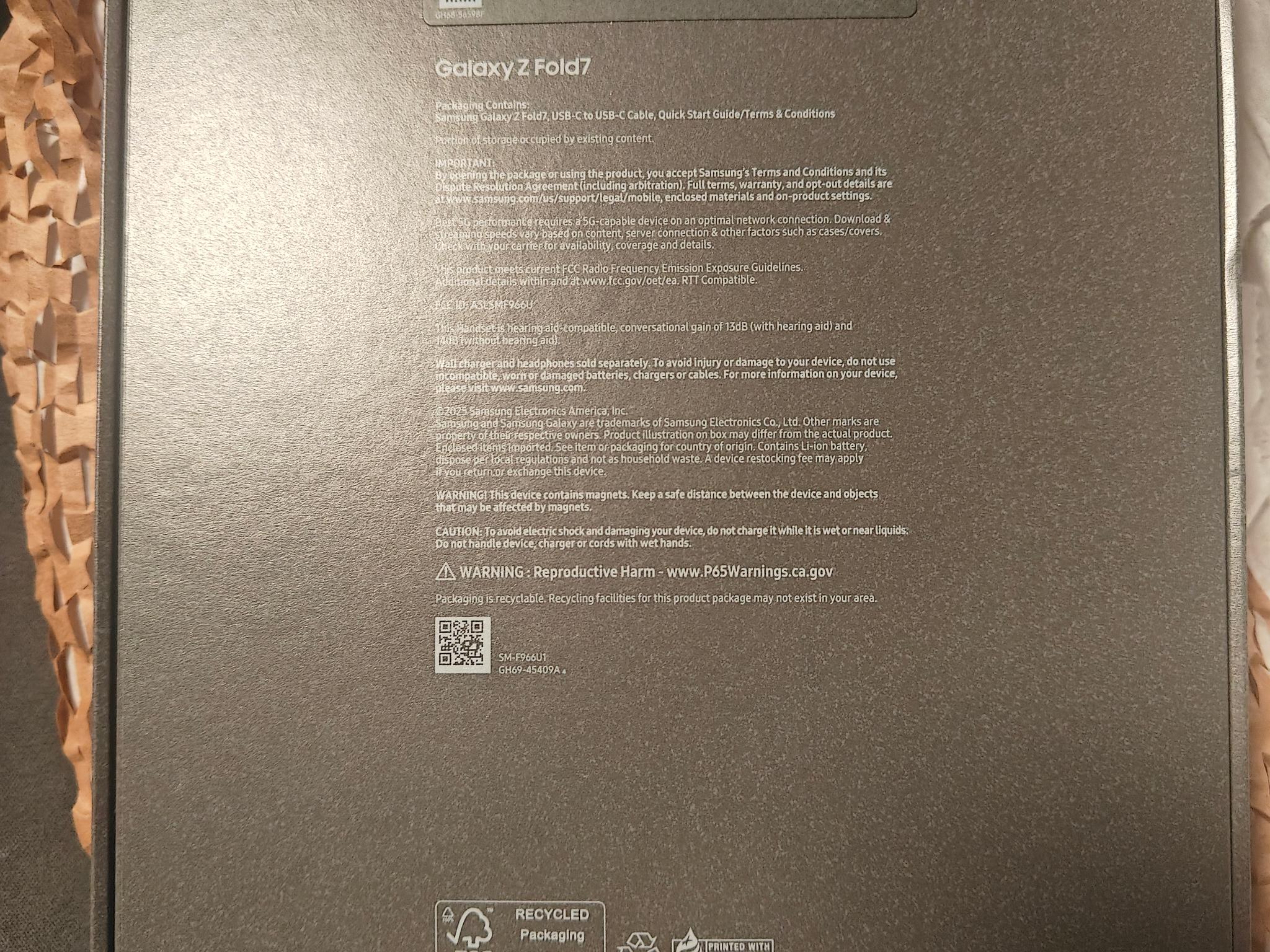 Samsung Galaxy Fold 7 Unsealed 512 GB, Unlocked, Jetblack