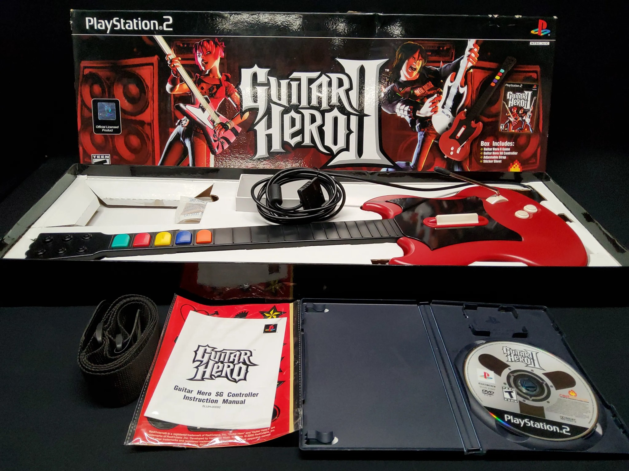 Guitar Hero II Game and Controller All Original Box Stickers and Strap