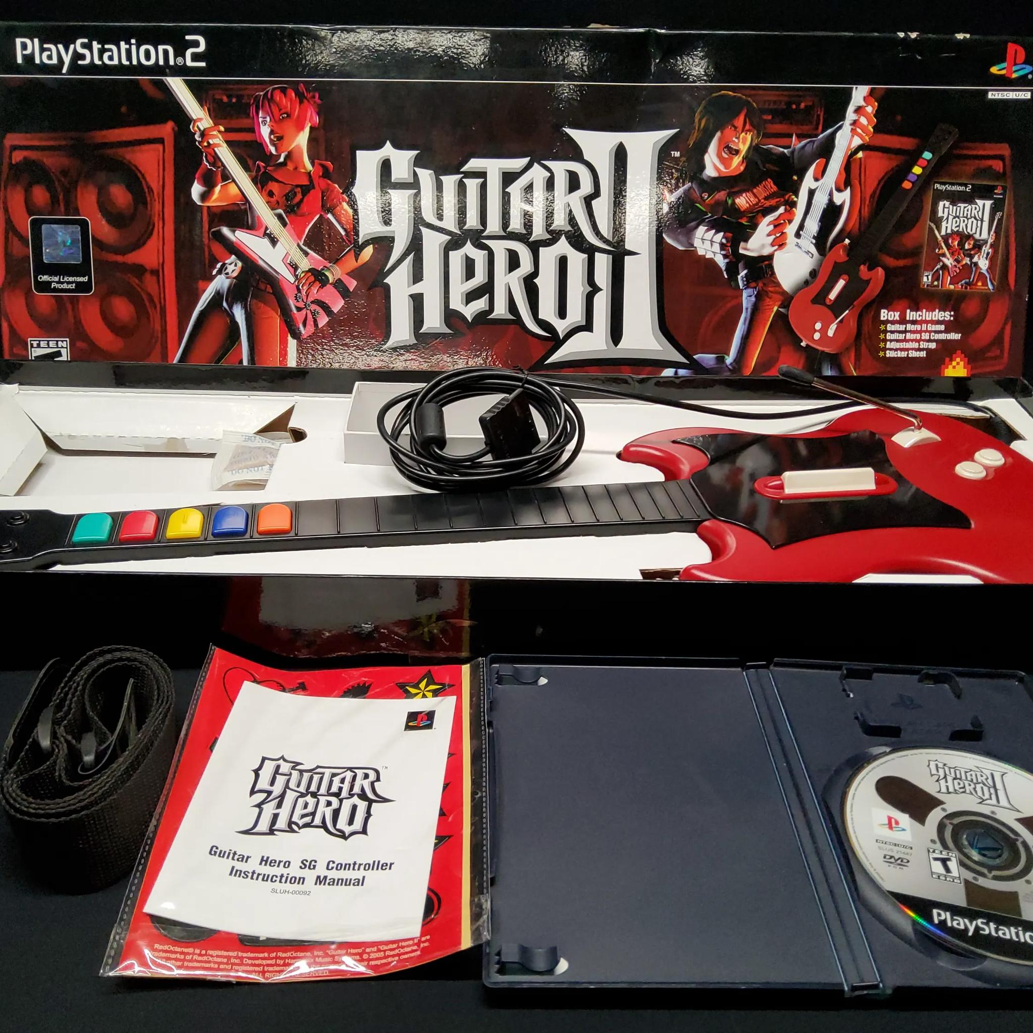 Guitar Hero II Game and Controller All Original Box Stickers and Strap