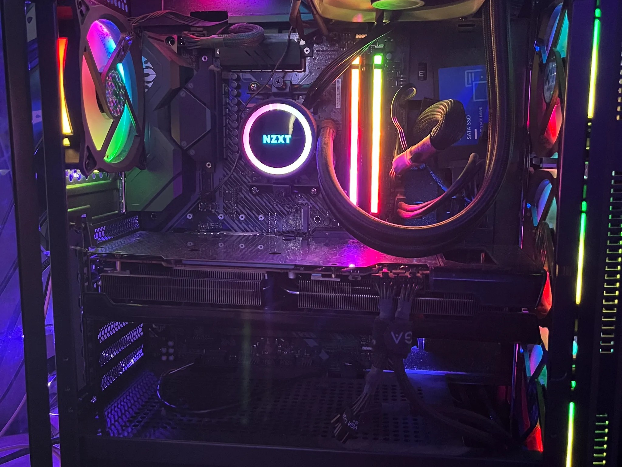 On sale gaming computer with xfx speedster graphic card, water cooled, 2 ssd cards, 1000W Power Sup.