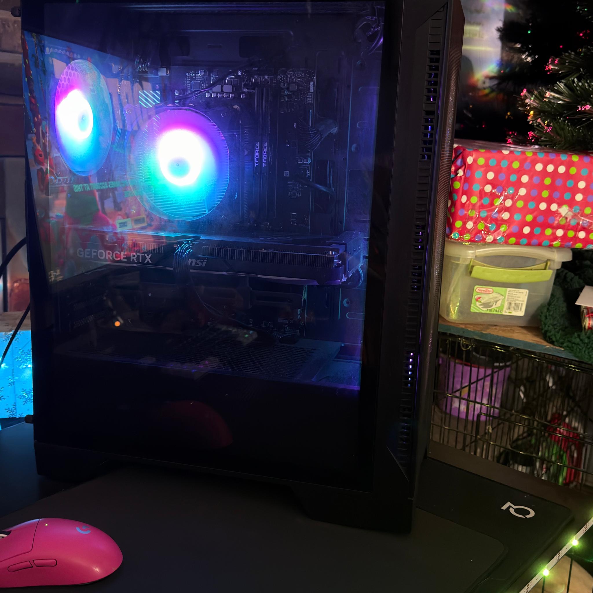 Gaming PC, All Black, RGB Fans, Glass Panel