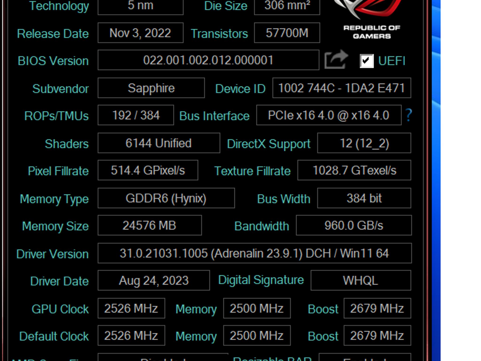 Saphire Radeon rx 7900 xtx Nitro+