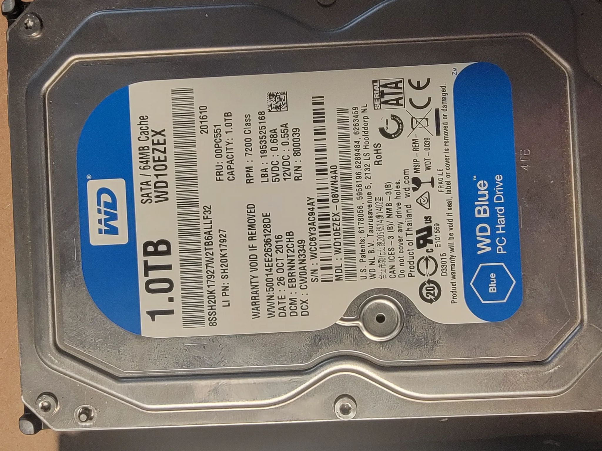 2 1TB Hard Drives! (LOT of 2, 2TBs total)