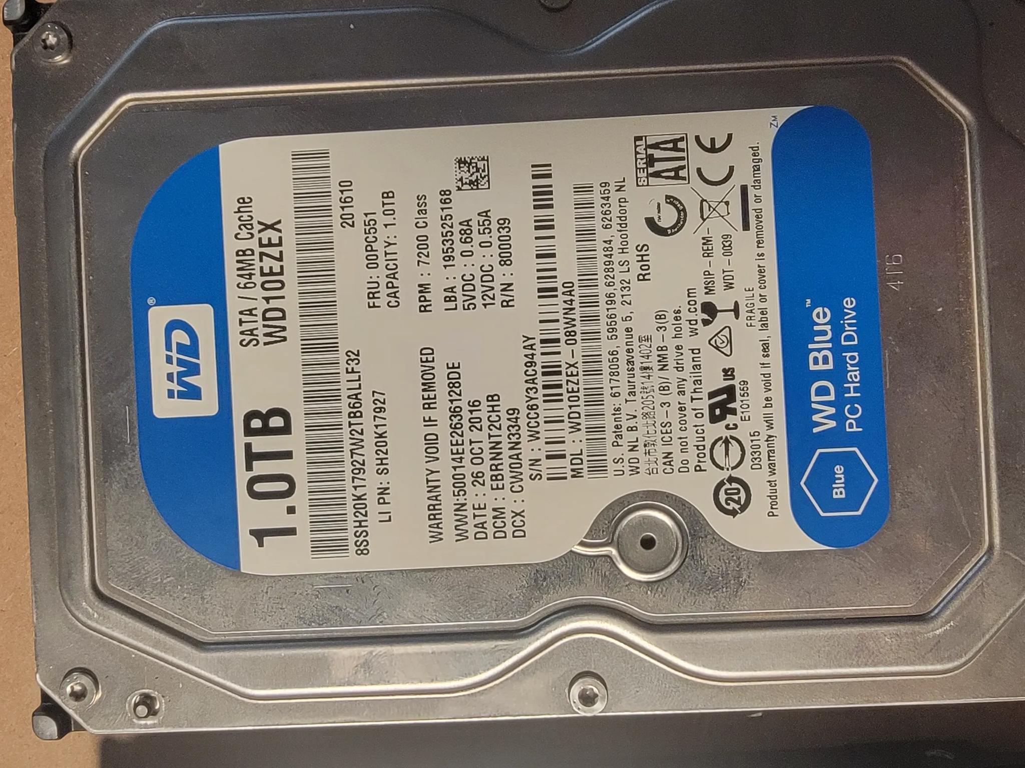 2 1TB Hard Drives! (LOT of 2, 2TBs total)