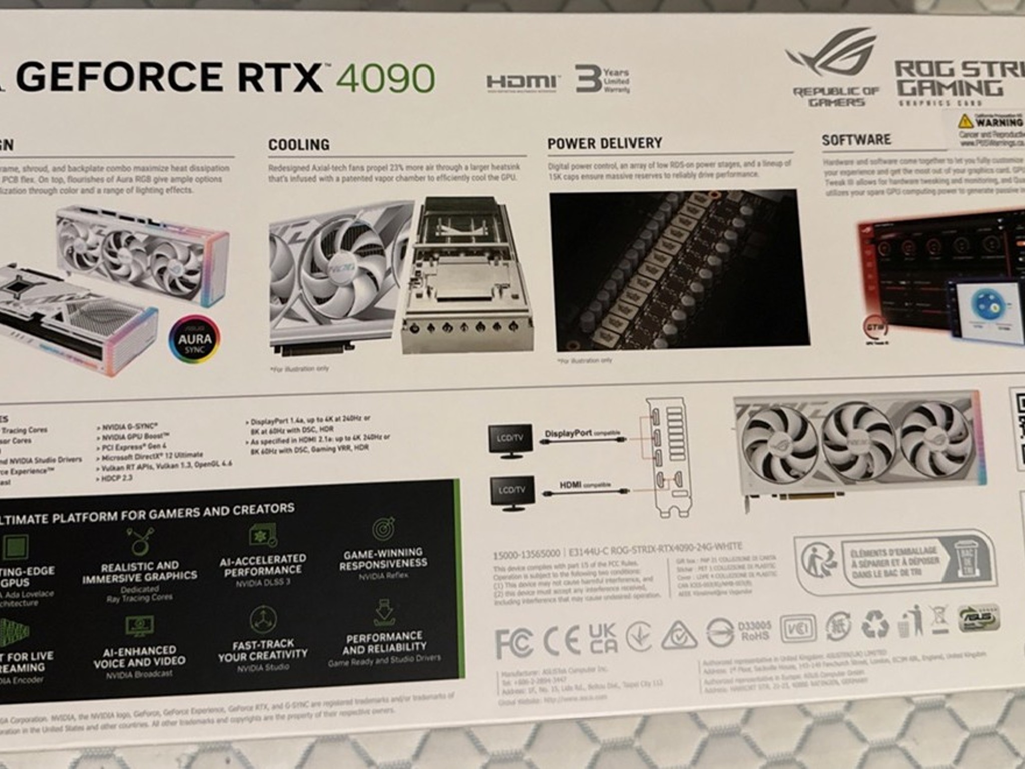 ASUS ROG Strix GeForce RTX 4090 24GB GDDR6X White Edition – Pristine Condition, Ships Fast!
