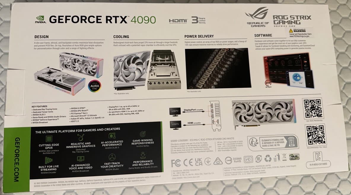 ASUS ROG Strix GeForce RTX 4090 24GB GDDR6X White Edition – Pristine Condition, Ships Fast!