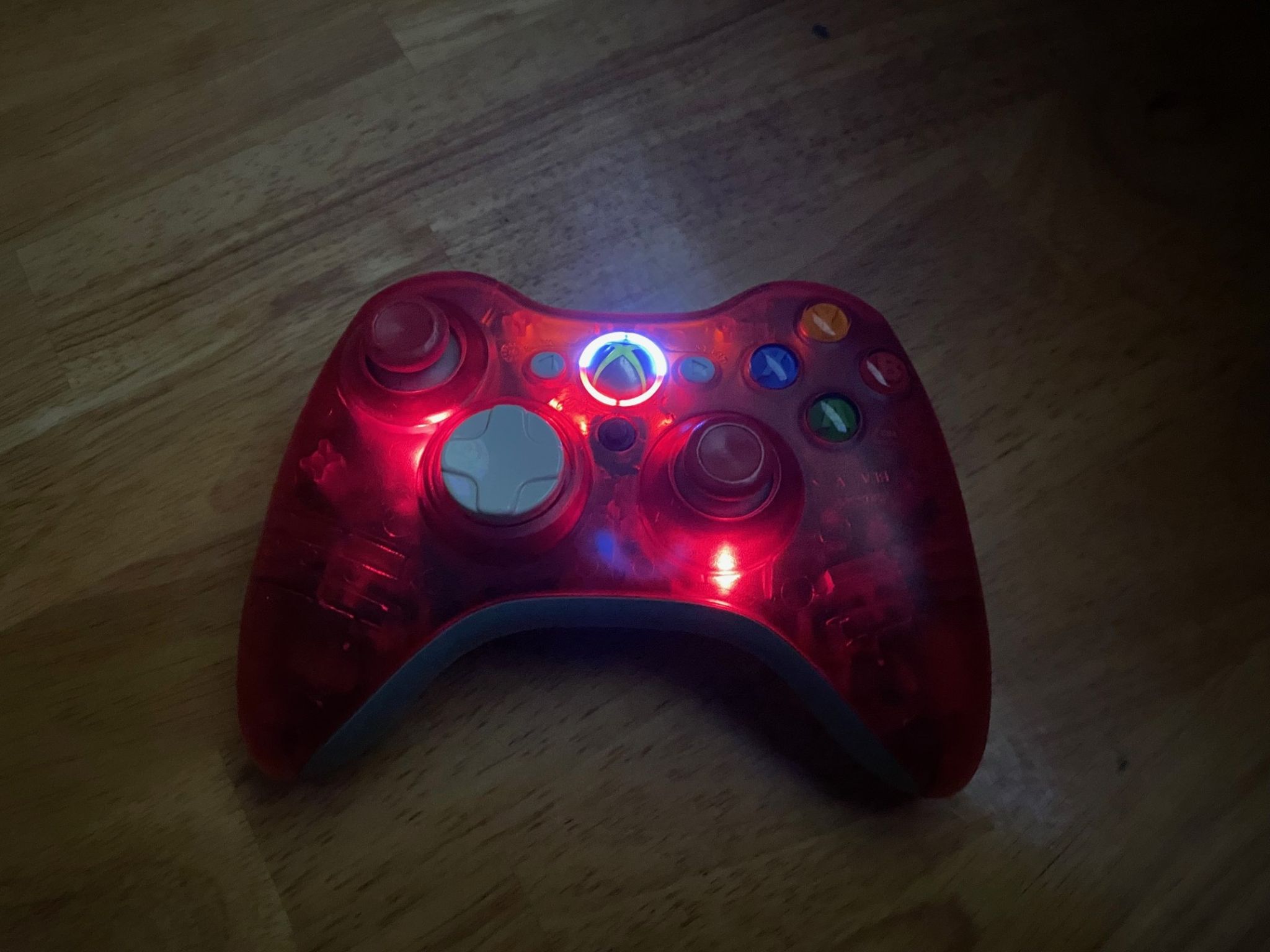 Custom clear red Xbox 360 controller - Hall effect - LEDs - RESTORED