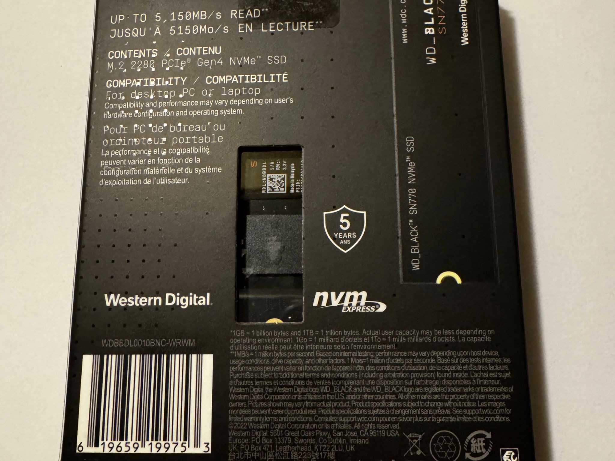 Western Digital WD_BLACK 1TB SN770 NVMe Internal Gaming SSD Solid State Drive