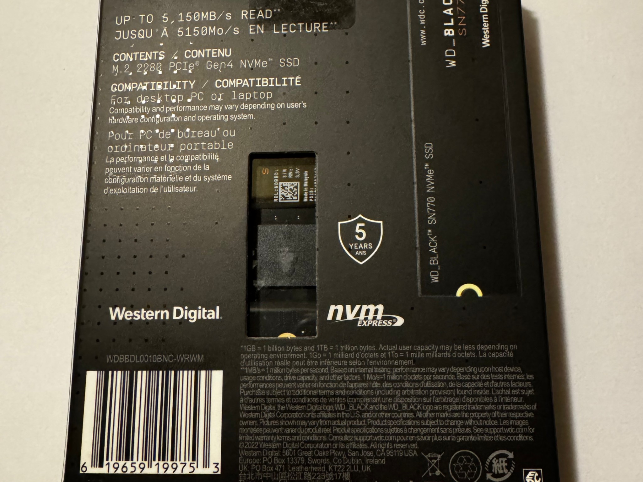 Western Digital WD_BLACK 1TB SN770 NVMe Internal Gaming SSD Solid State Drive
