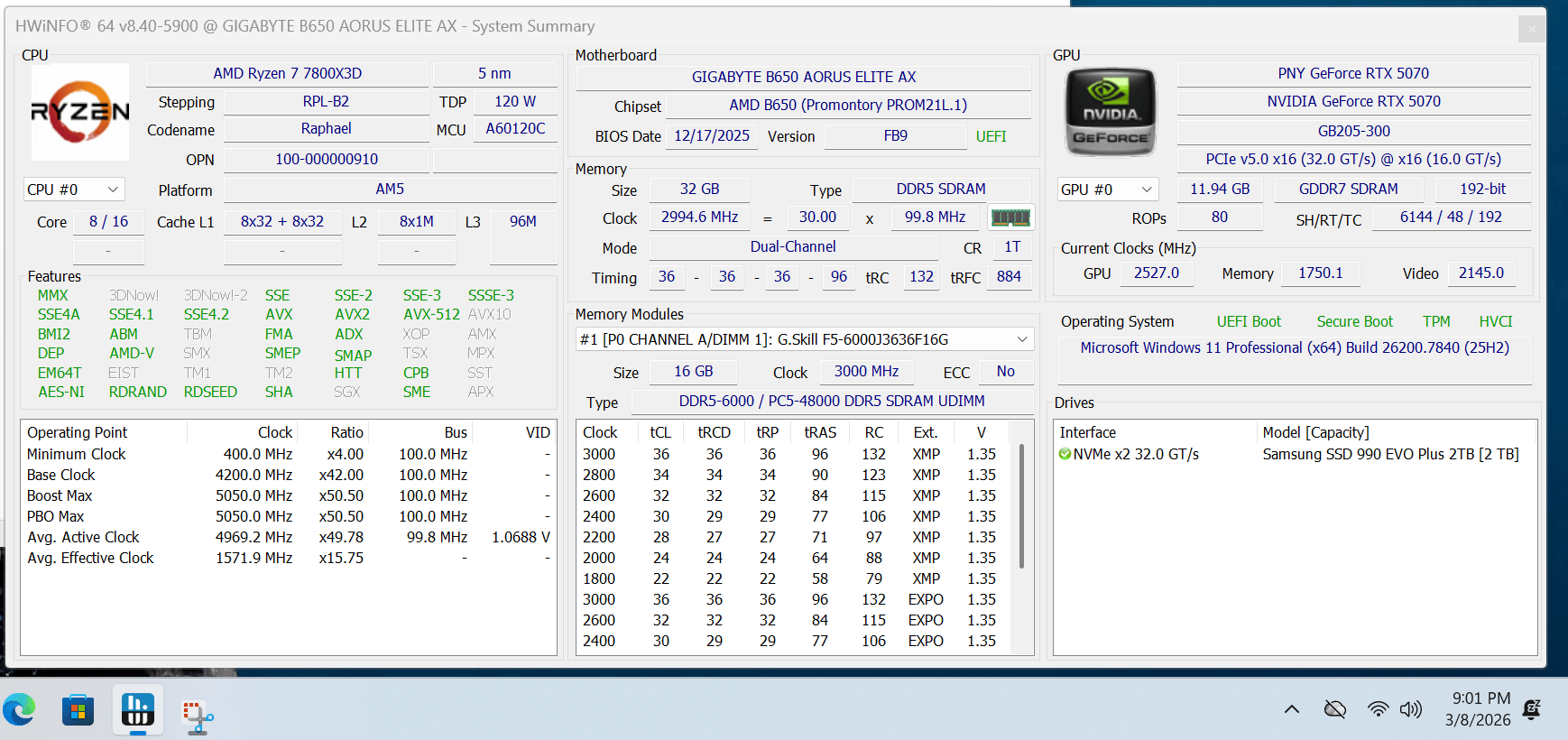 1440P/4k Custom Build with 7800x3d+5070