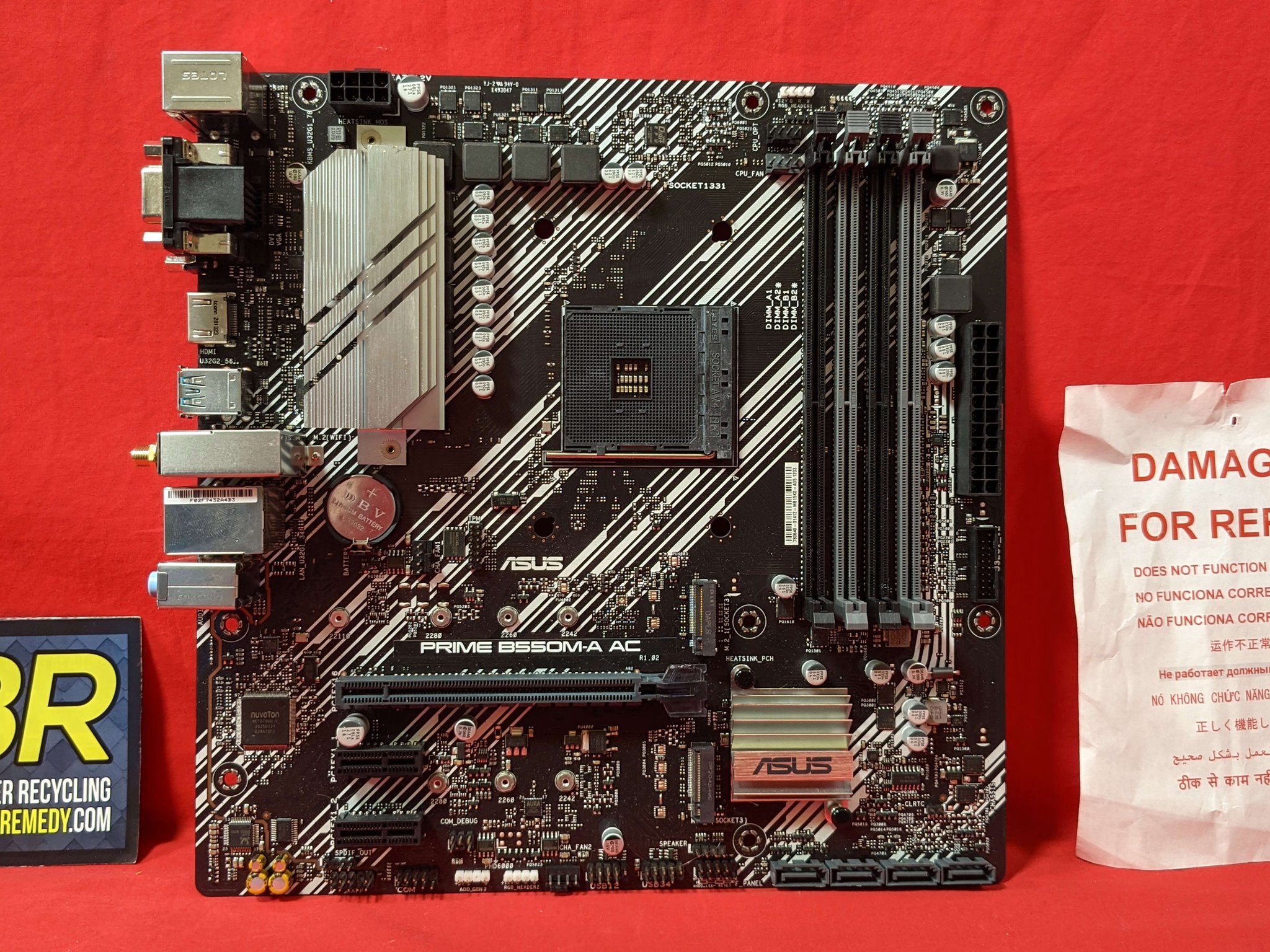 *AS IS/FOR REPAIR* Asus Prime B550M-A AC AMD Socket AM4 DDR4 MicroATX Desktop Motherboard No I/O