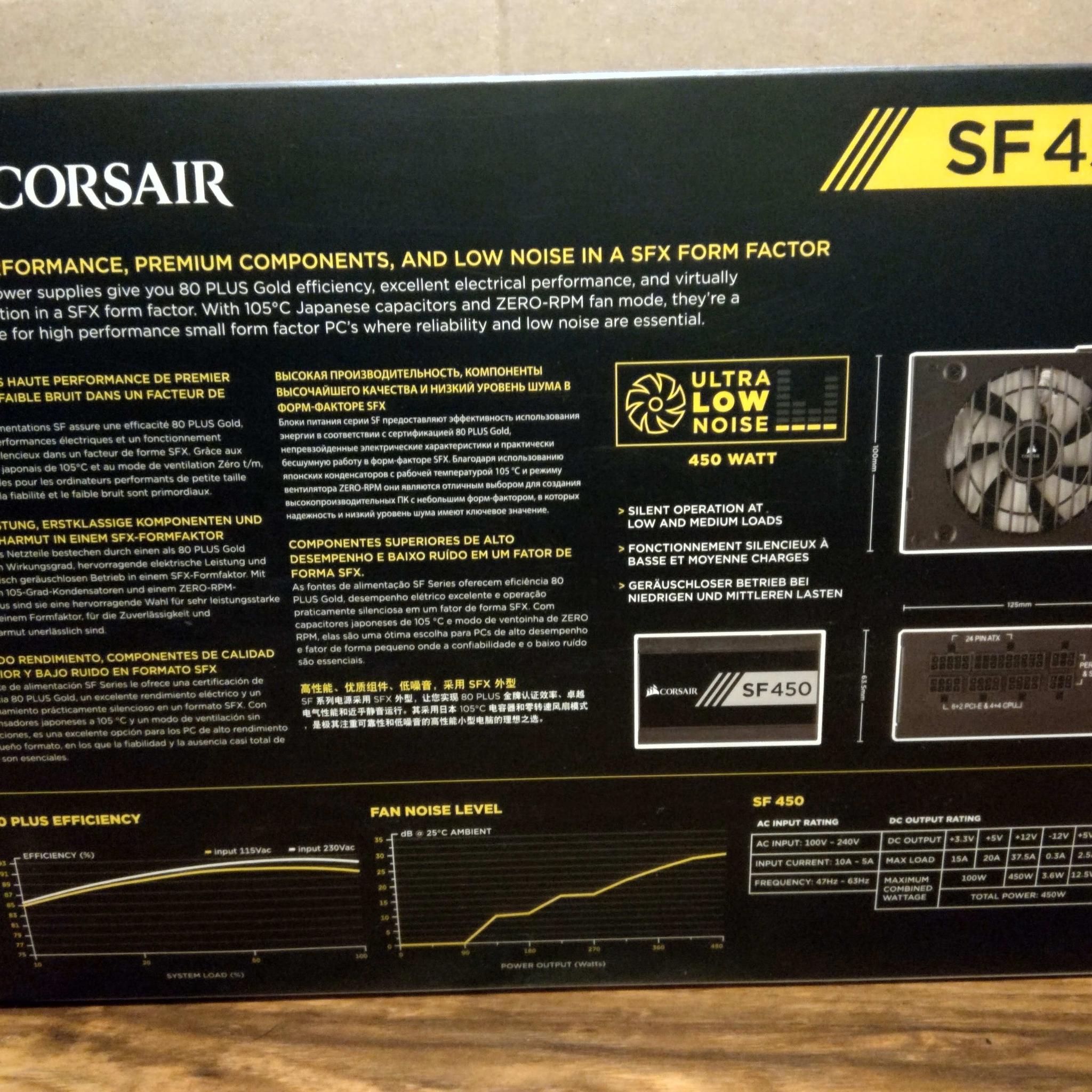 Corsair SF Series, SF450, 450 Watt, SFX, 80+ Gold Certified, Fully Modular Power Supply