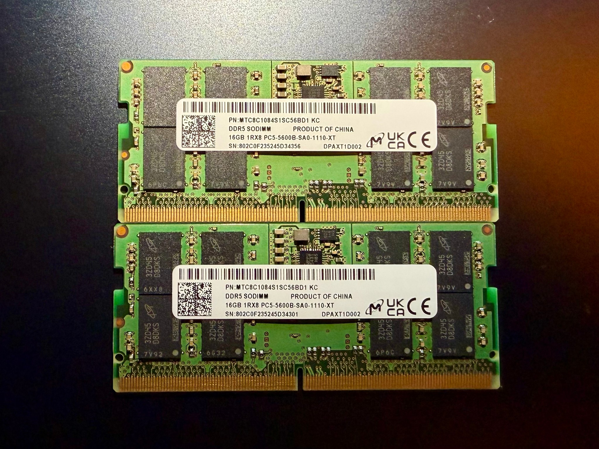 Micron 32GB Kit (2x16GB) DDR5 5600 SODIMM Laptop Memory RAM