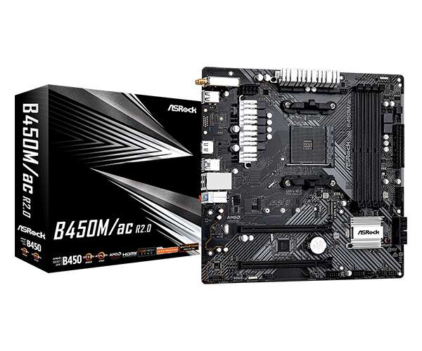 AMD Ryzen 5 4500 + ASRock B450M/ac R2.0 CPU & Motherboard Combo (Built-In Wi-Fi & BIOS Ready!)