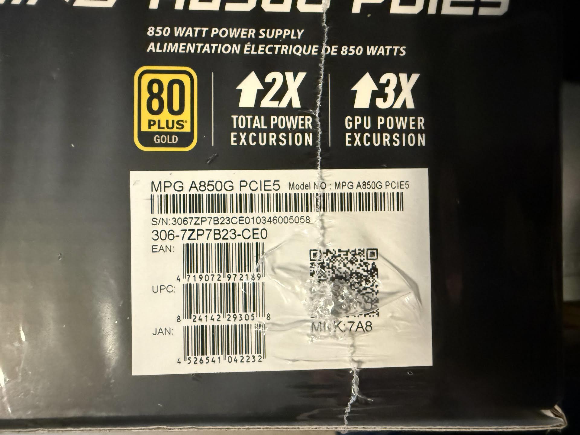 MSI MAG A850G Gold Certified Modular Power Supply