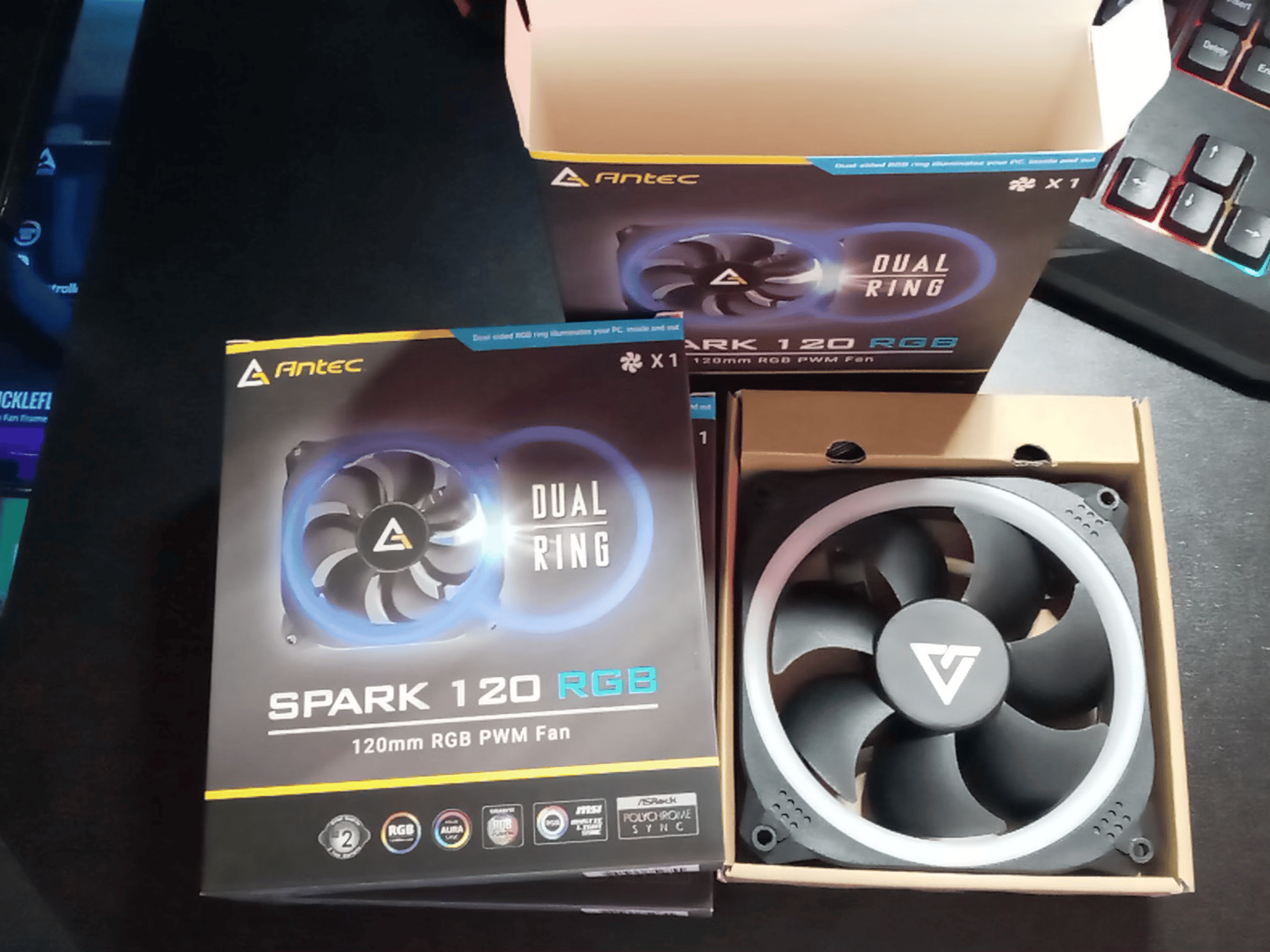Antec RGB Fans, 120mm Case Fan, RGB High Performance PC Fan, 4-Pin RGB, Spark Series, 3 Packs.