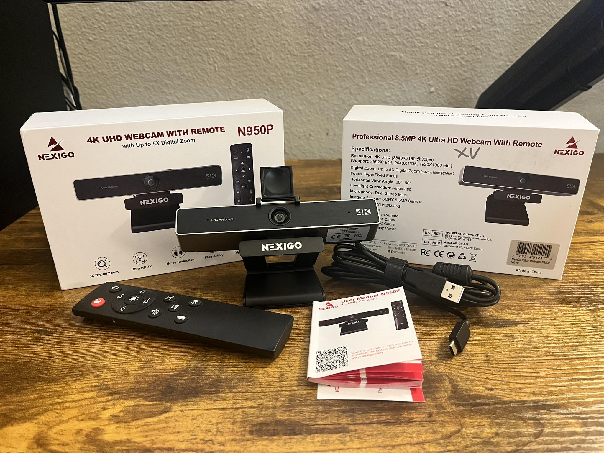 NexiGo N950P 4K UHD USB-C Webcam with Privacy Cover + Remote (Mac, PC)