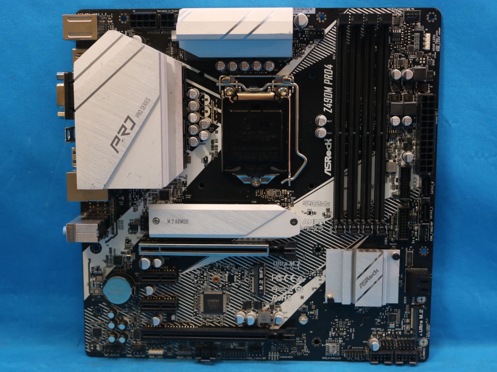 ASRock Z490M Pro4 Intel Socket LGA1200 DDR4 MicroATX Desktop Motherboard No I/O Shield