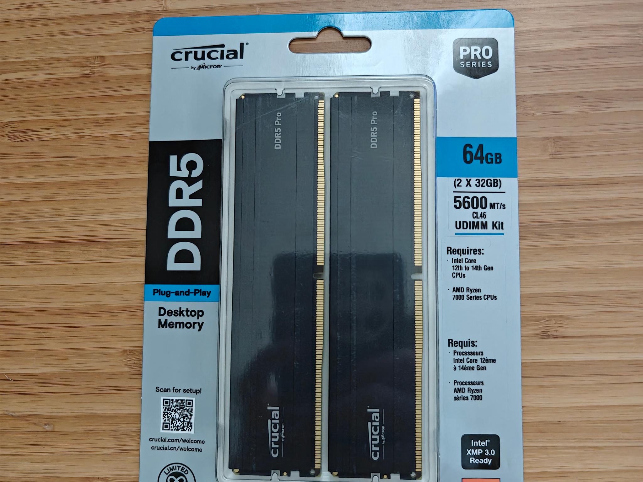 Crucial Pro 64GB Kit (32GBx2) DDR5-5600 UDIMM