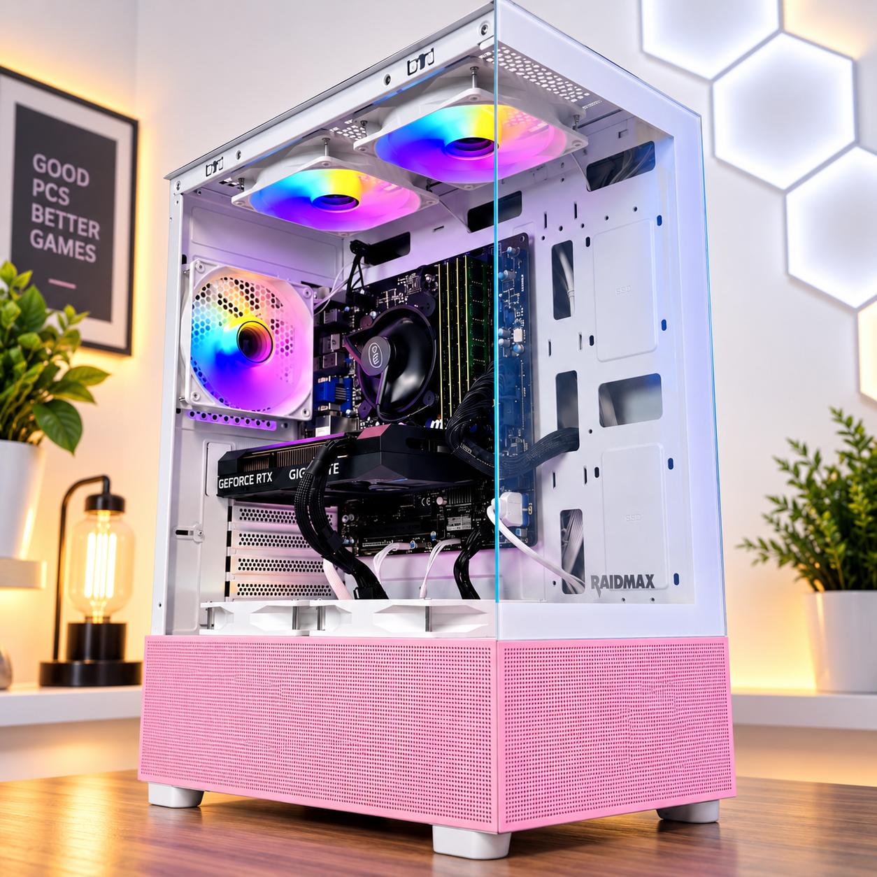 Nvidia RTX 4060 | Intel core i7 3.4ghz | 32GB RAM | 500GB SSD | Wi-Fi/BT | Win 11 - PINK Gaming PC
