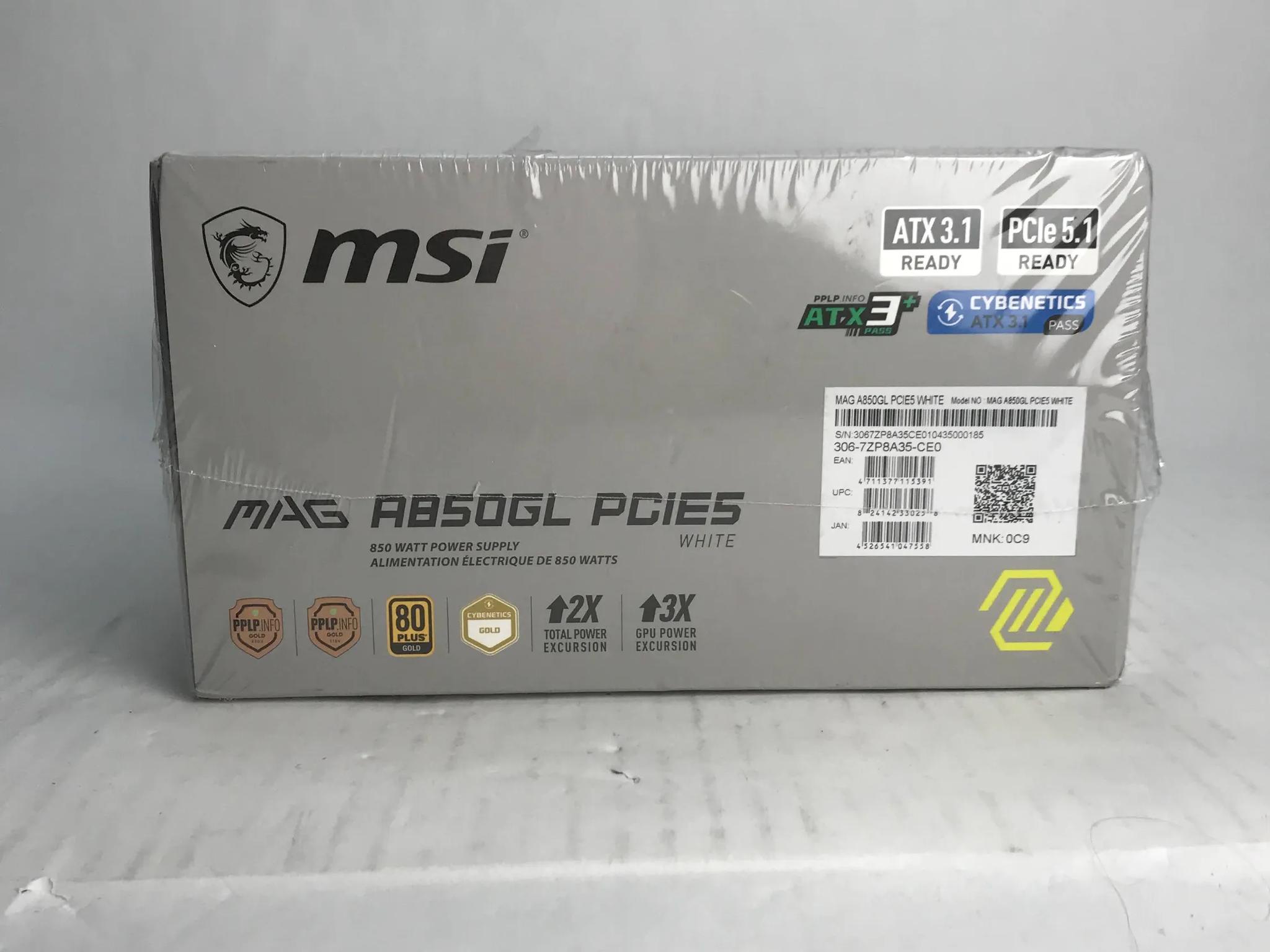 Msi Mag A850gl Pcie 5.1 White Gaming Power Supply - Full Modular - 80 Plus Gold