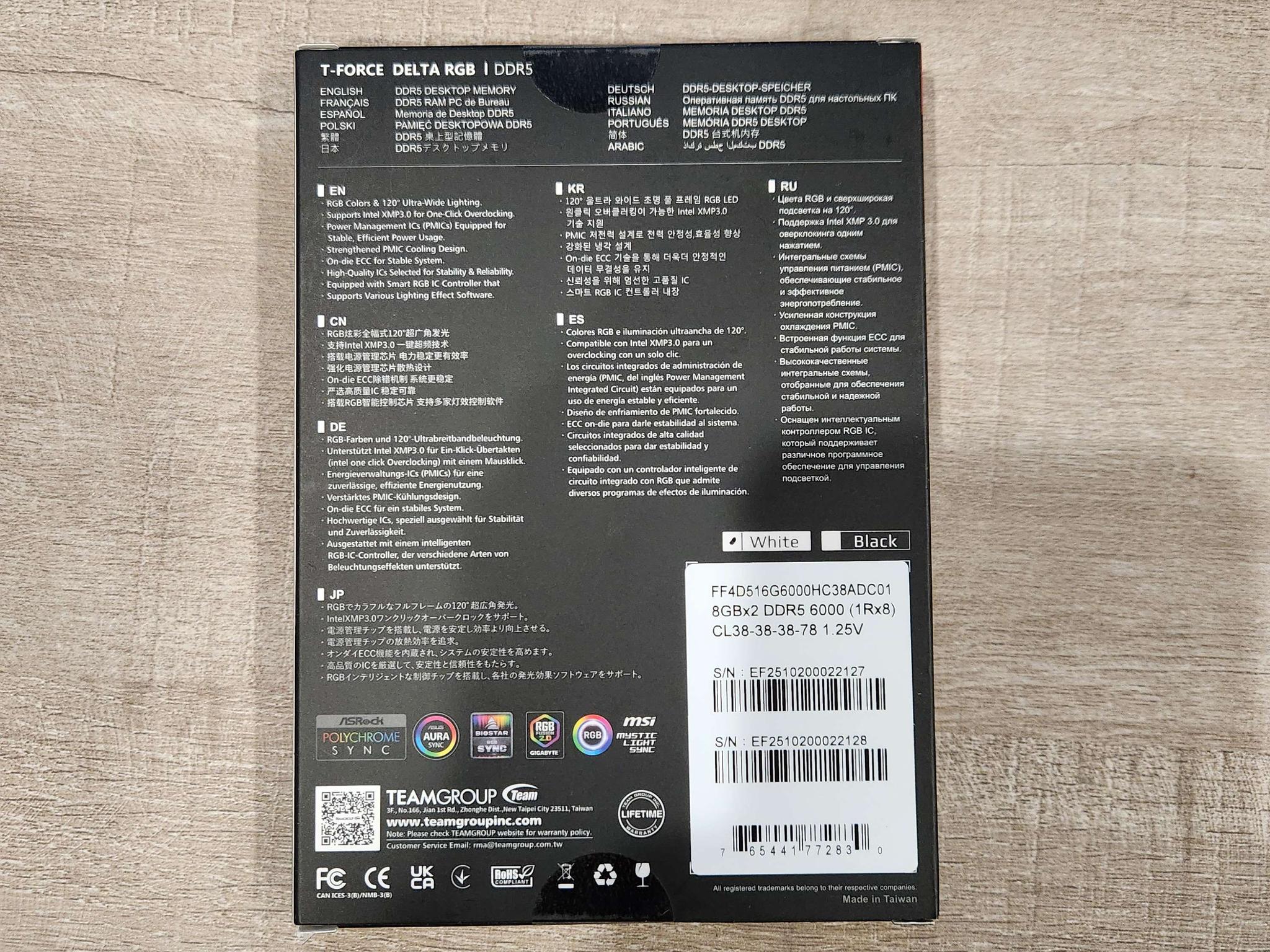 Teamgroup T-Force Delta 16GB DDR5-6000 CL38