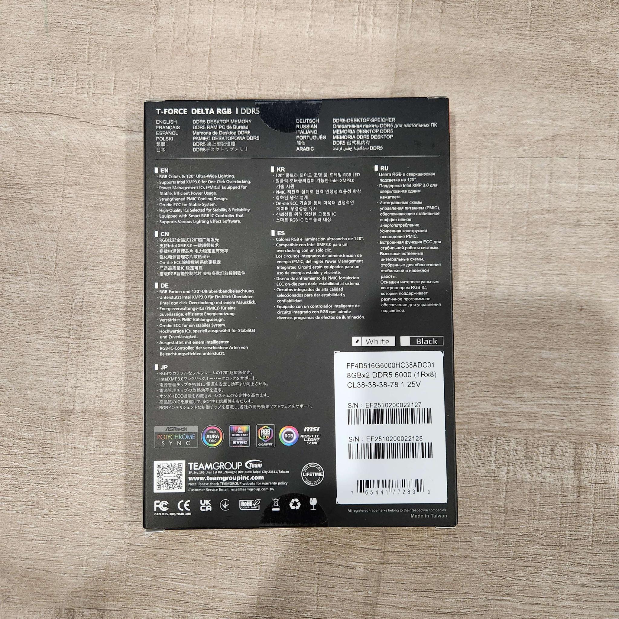 Teamgroup T-Force Delta 16GB DDR5-6000 CL38