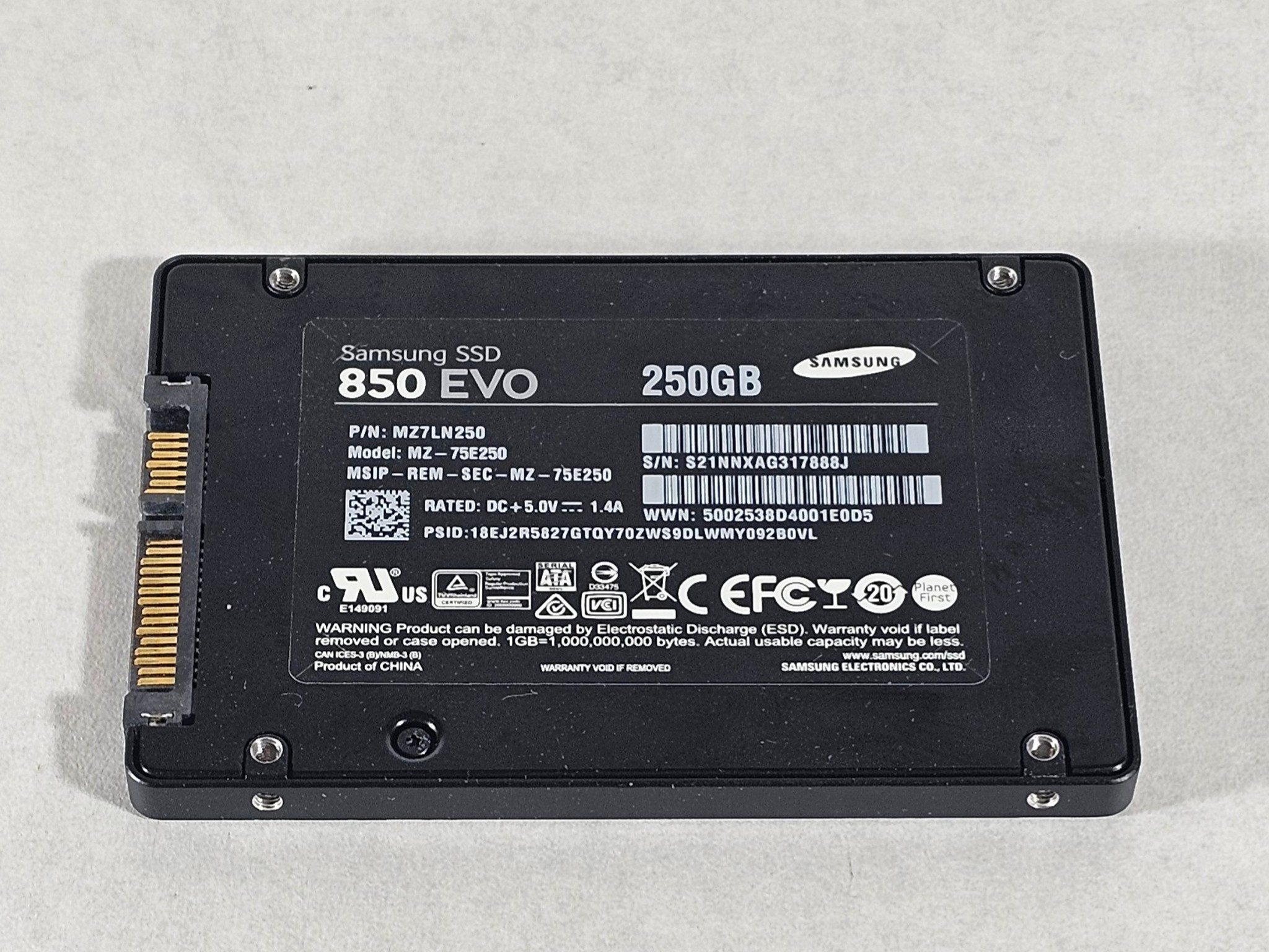 250GB 2.5" SATA SSD Samsung 850 EVO