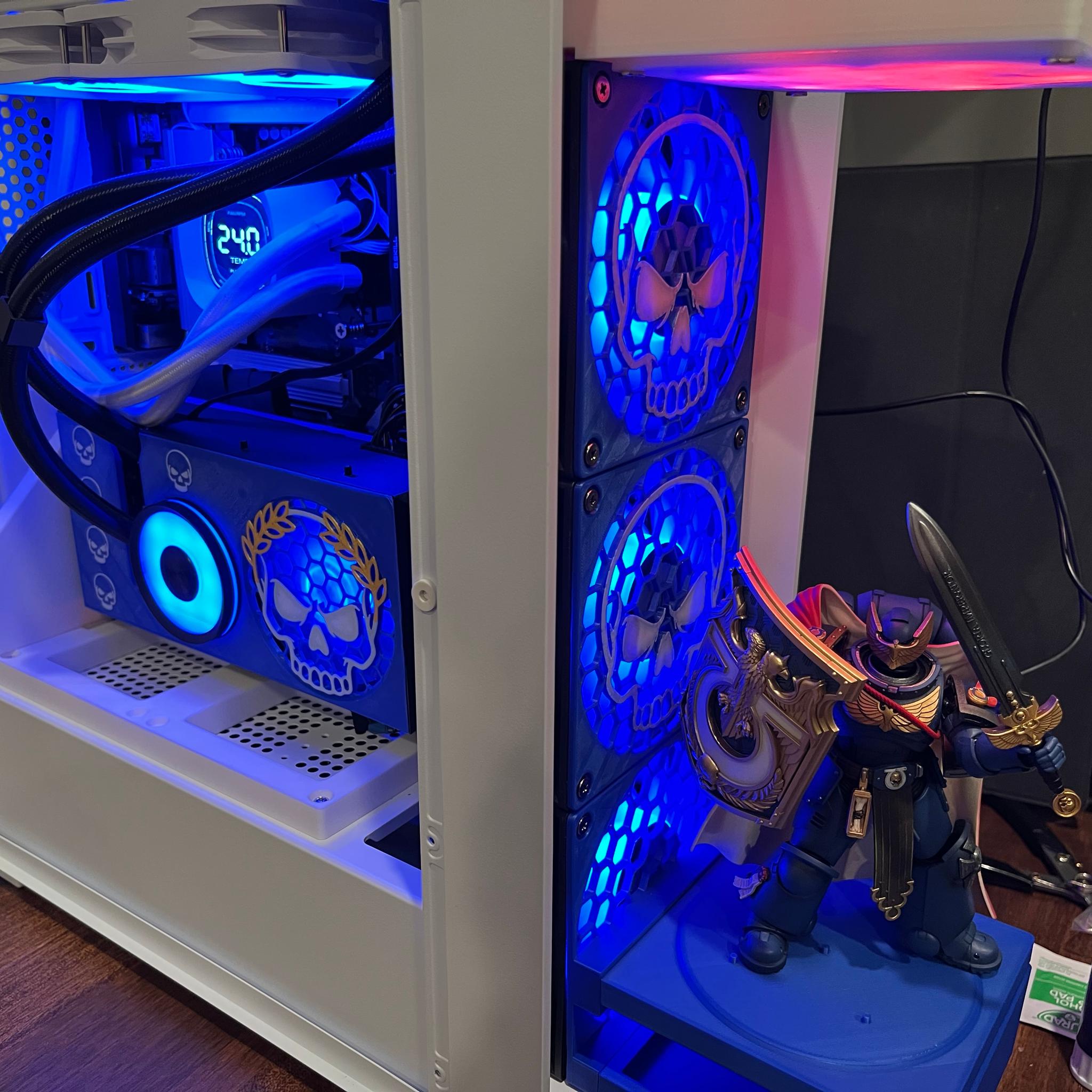 GRIMDARK RTX3080 250KF+ 16GB DDR5 PC w/ Warhammer 40K Action Figure - Dual AIO Watercool...
