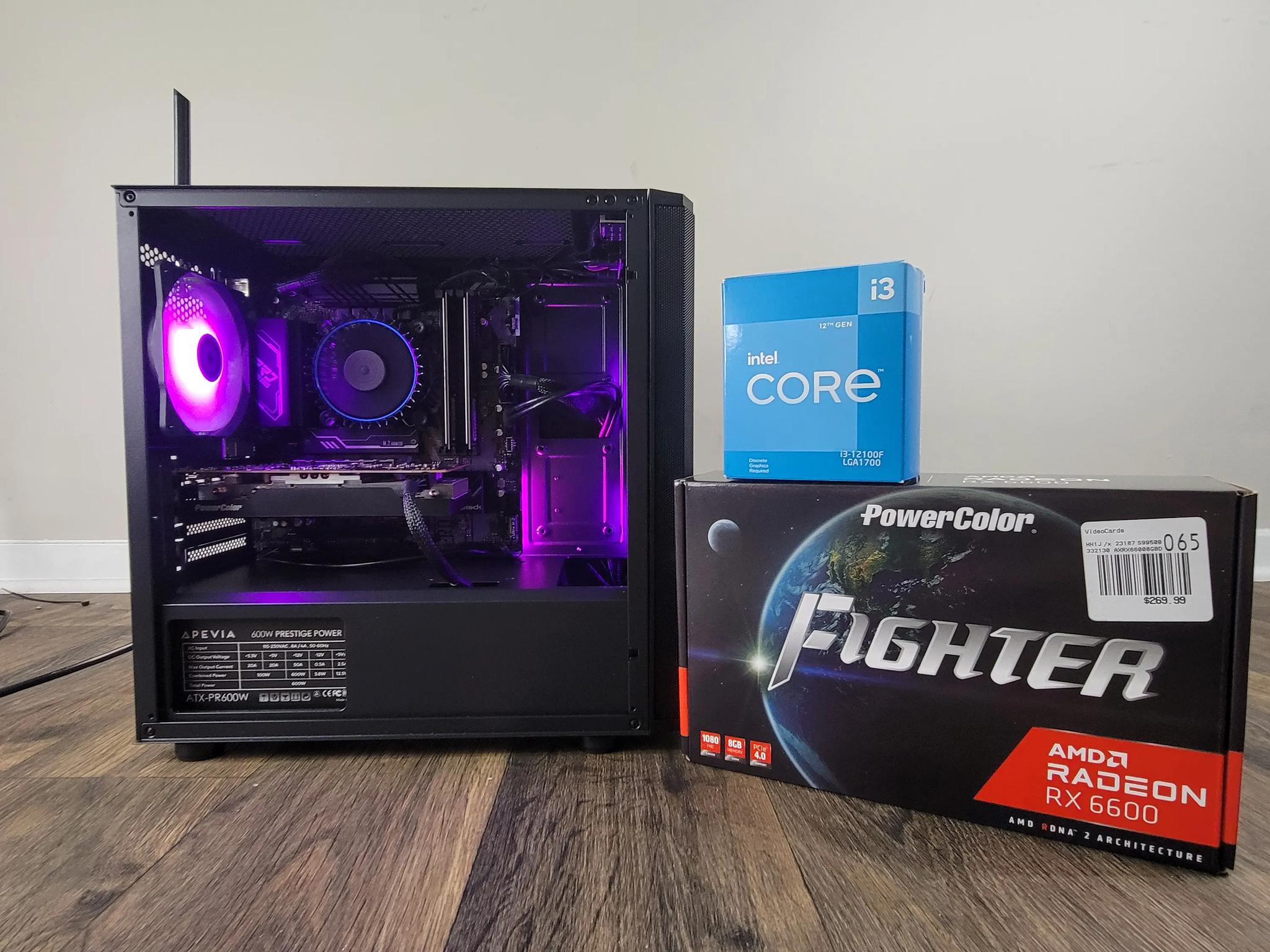 1080p Gaming Desktop PC, Intel i3 12100f, AMD RX 6600, 1TB SSD, 16GB DDR4 + STARFIELD