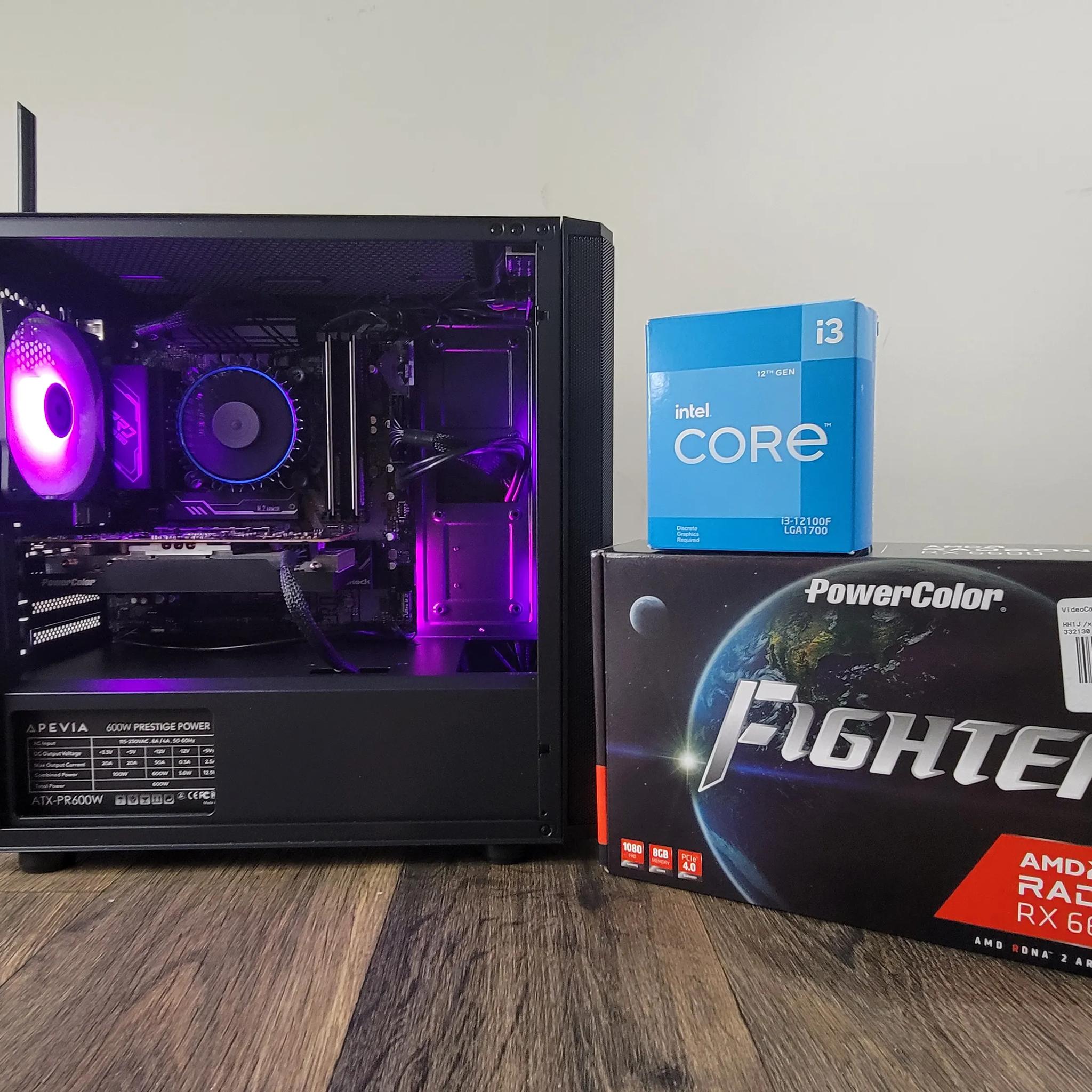 1080p Gaming Desktop PC, Intel i3 12100f, AMD RX 6600, 1TB SSD, 16GB DDR4 + STARFIELD