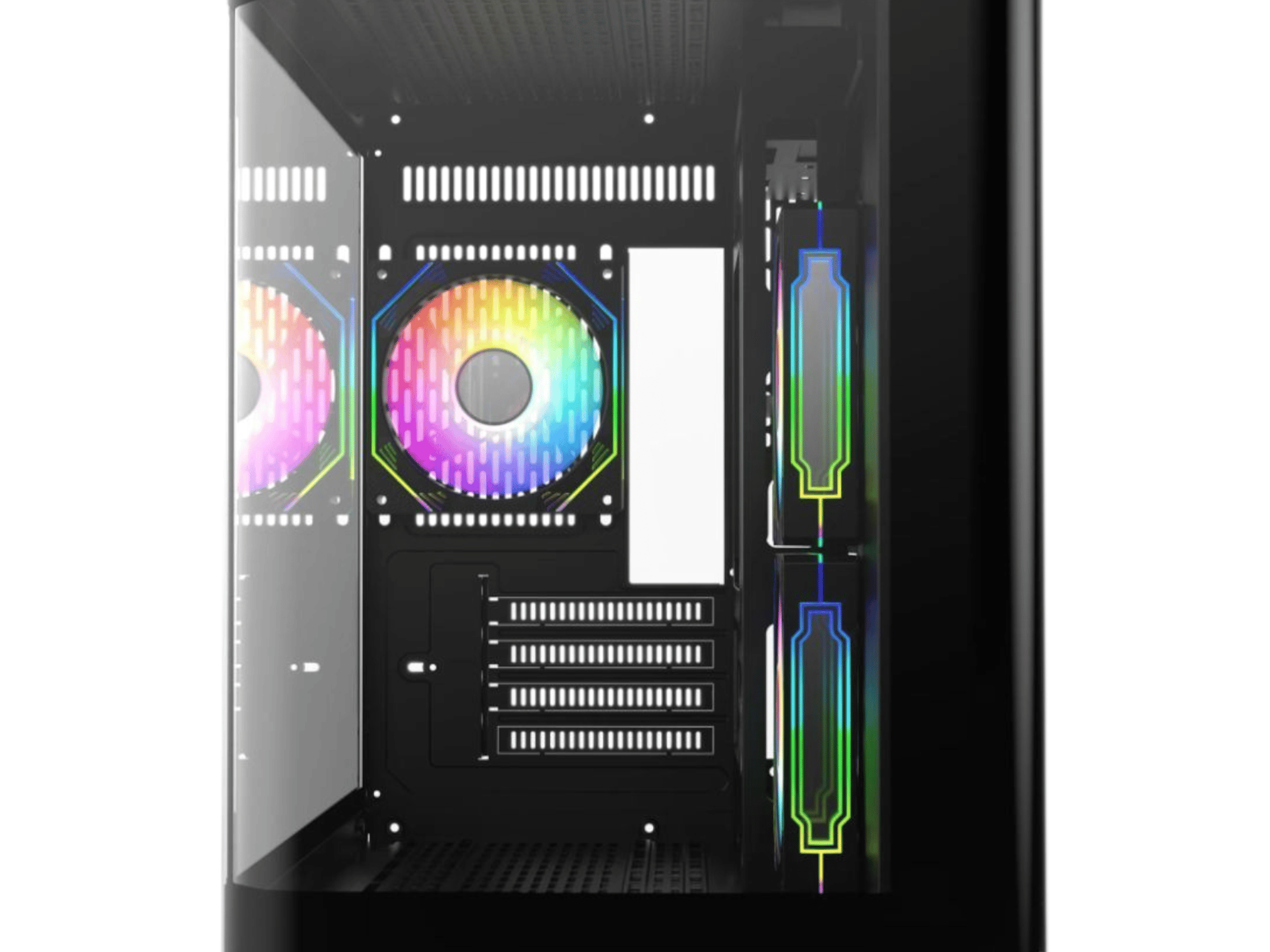 Sleek Black MATX Gaming PC Case – Curved Tempered Glass | Includes 6-Port Hub | High Airflow