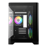 Sleek Black MATX Gaming PC Case – Curved Tempered Glass | Includes 6-Port Hub | High Airflow