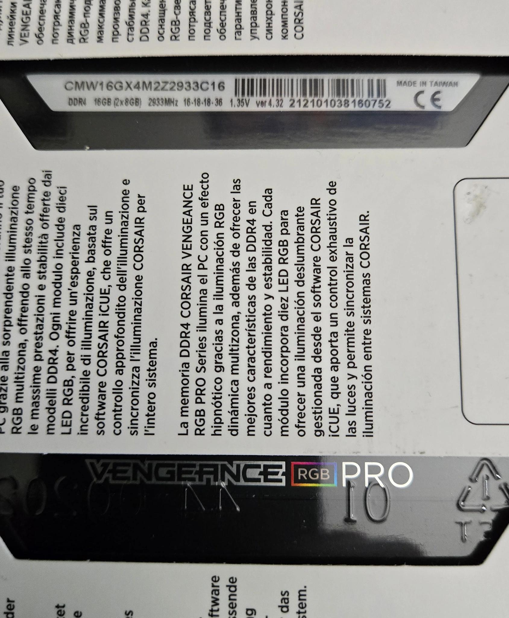 USED Corsair Vengeance RGB PRO 16GB (2x8GB) DDR4 Desktop RAM
