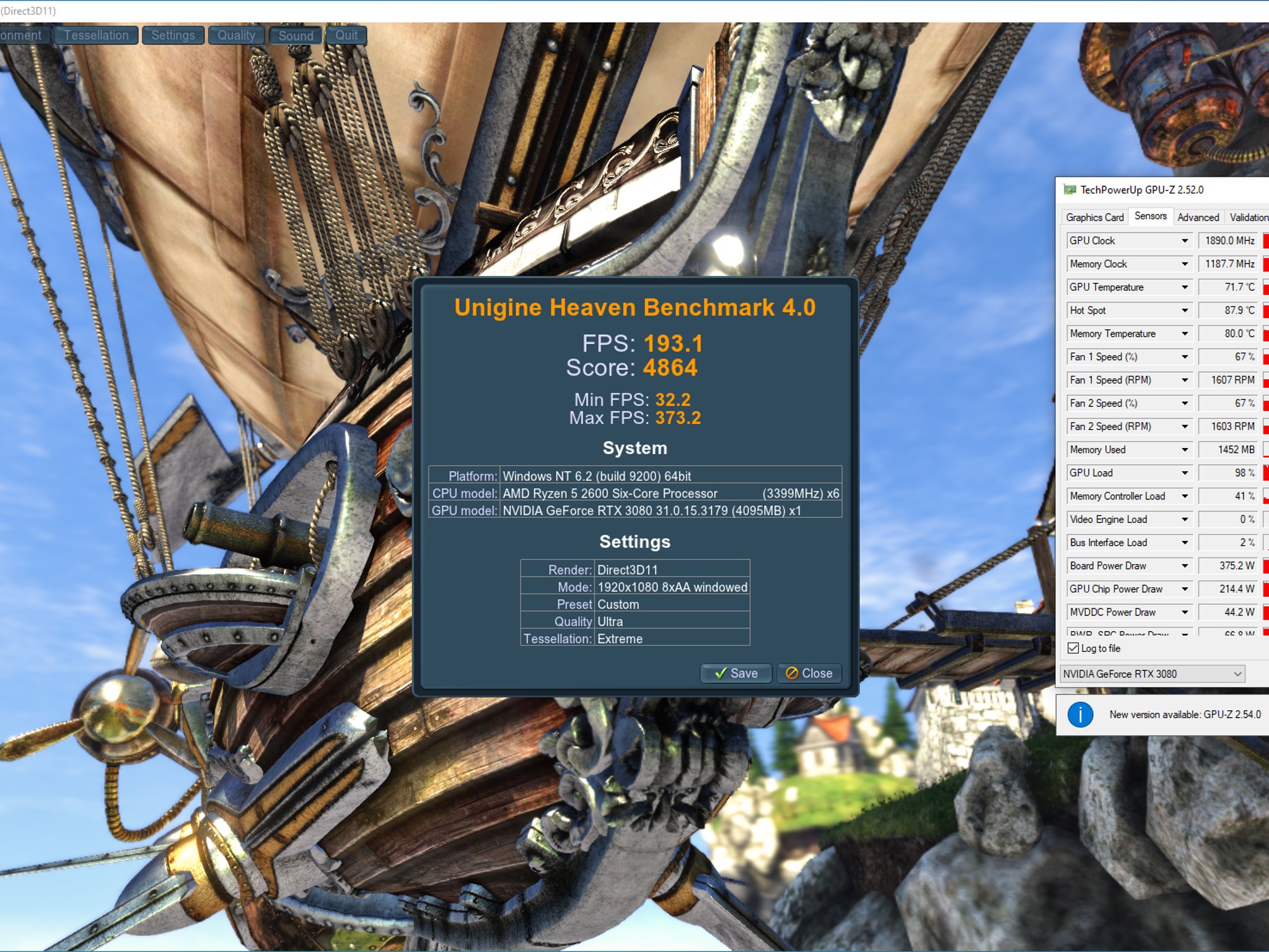 MSI GeForce RTX 3080 GAMING X TRIO 10GB GDDR6X Graphics Card, Used