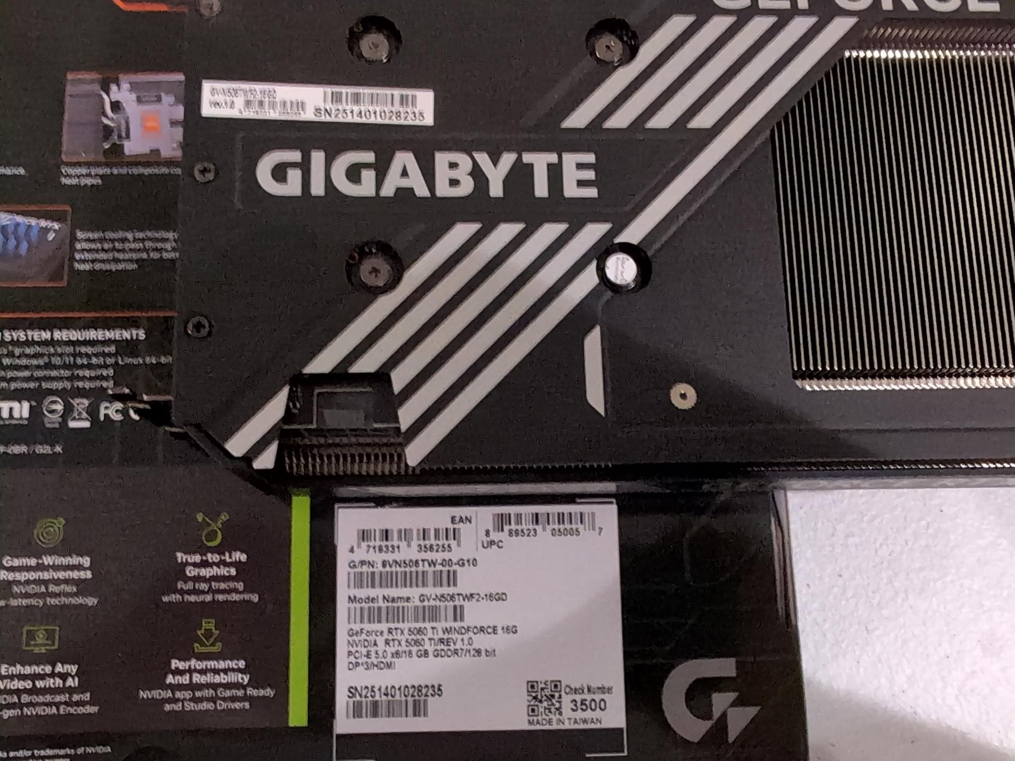GIGABYTE GeForce RTX 5060 Ti WINDFORCE 16G