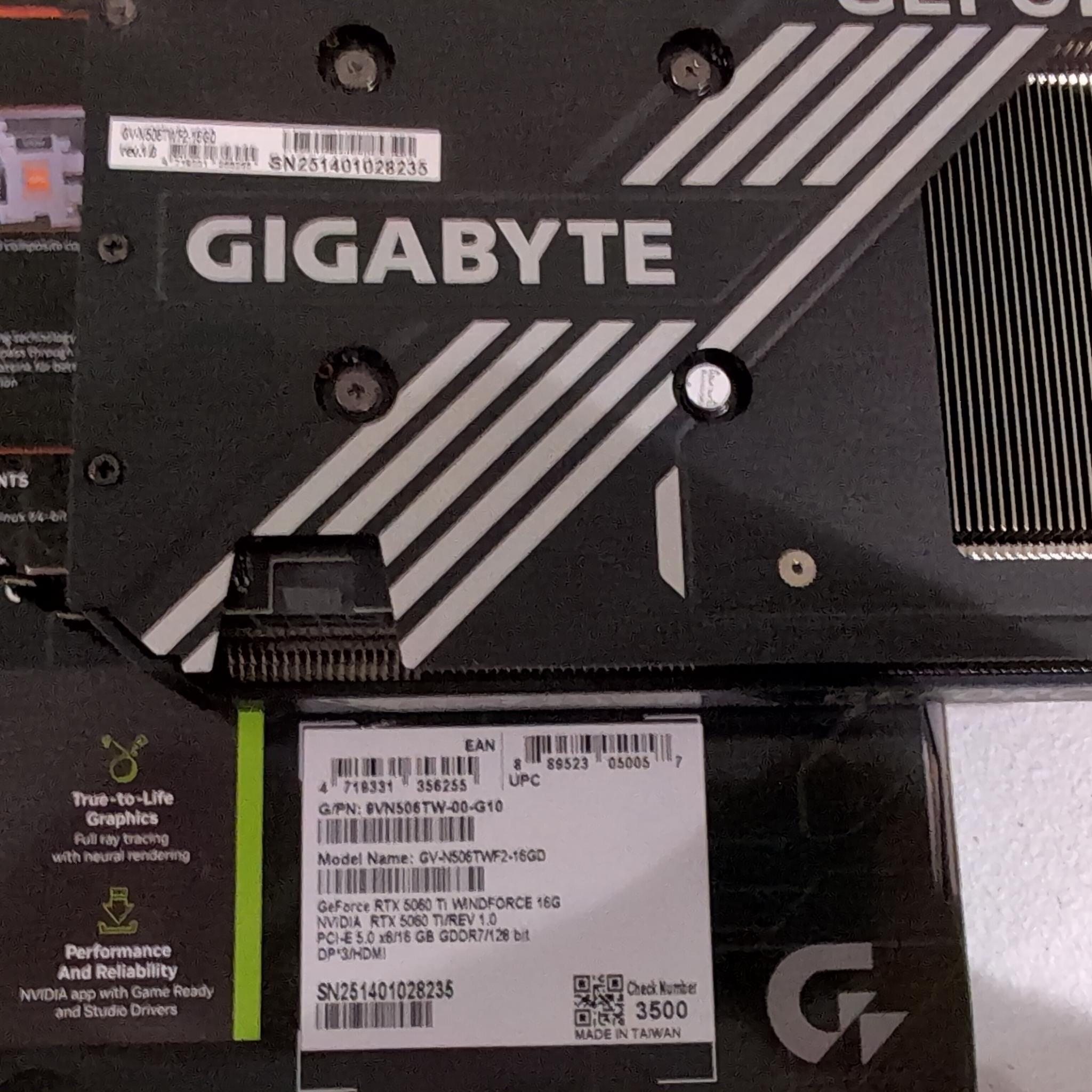 GIGABYTE GeForce RTX 5060 Ti WINDFORCE 16G