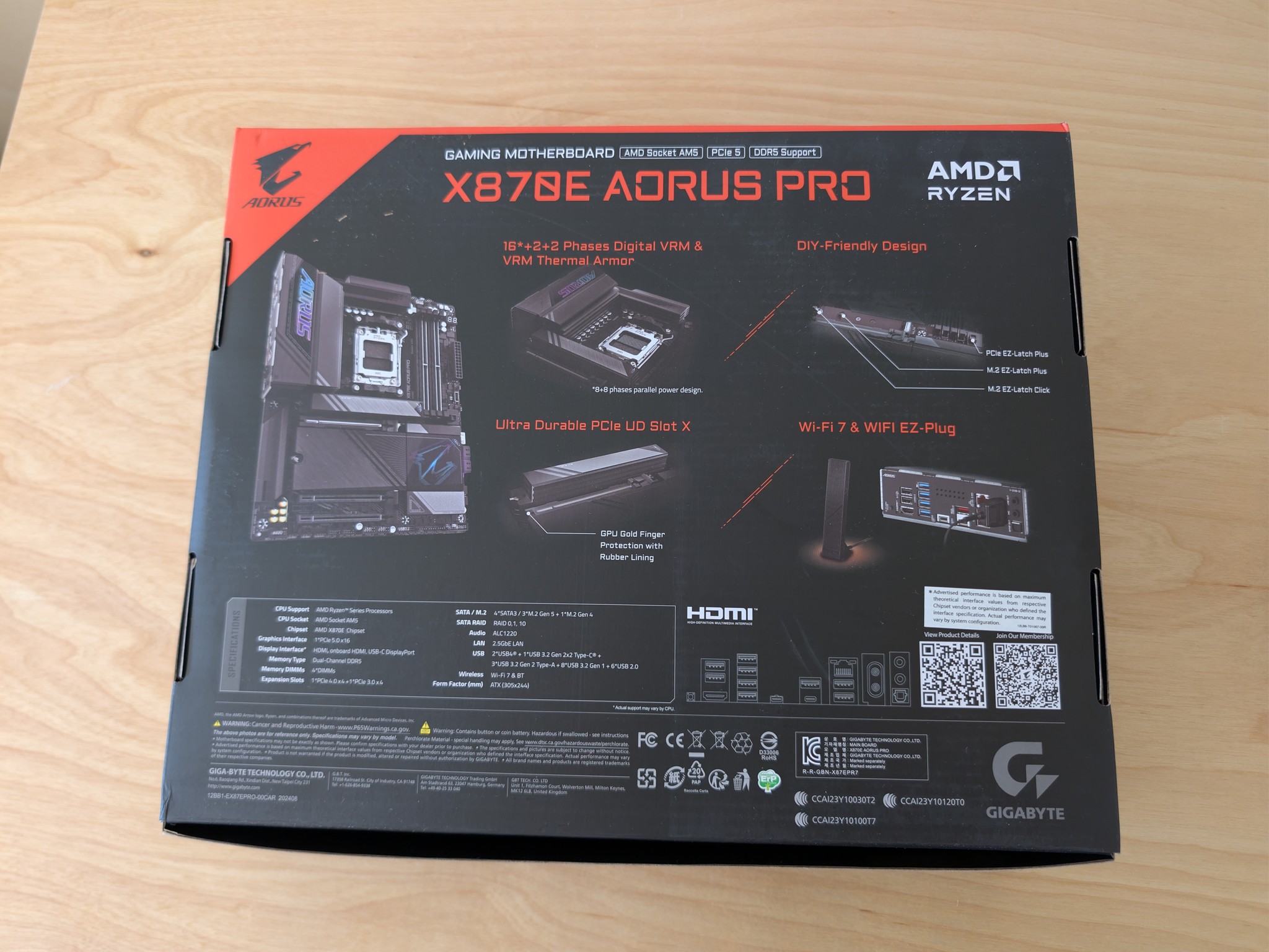 Brand New Gigabyte X870E AORUS PRO | AM5 | DDR5 | PCIe 5.0 | WiFi 7 | USB4 | Ryzen 9000 Ready
