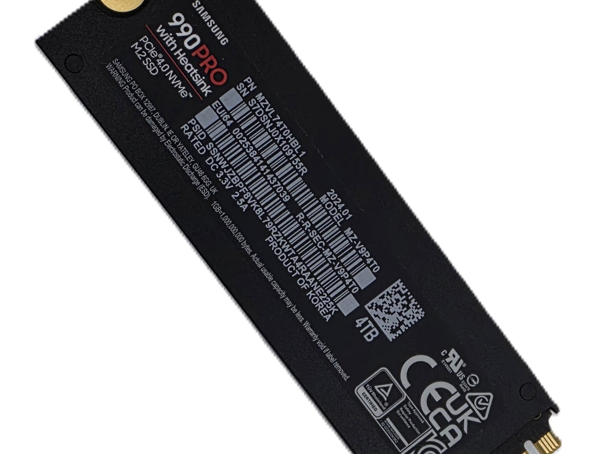 Samsung 990 PRO with Heatsink 4TB PCIe 4.0 NVMe M.2 Internal SSD