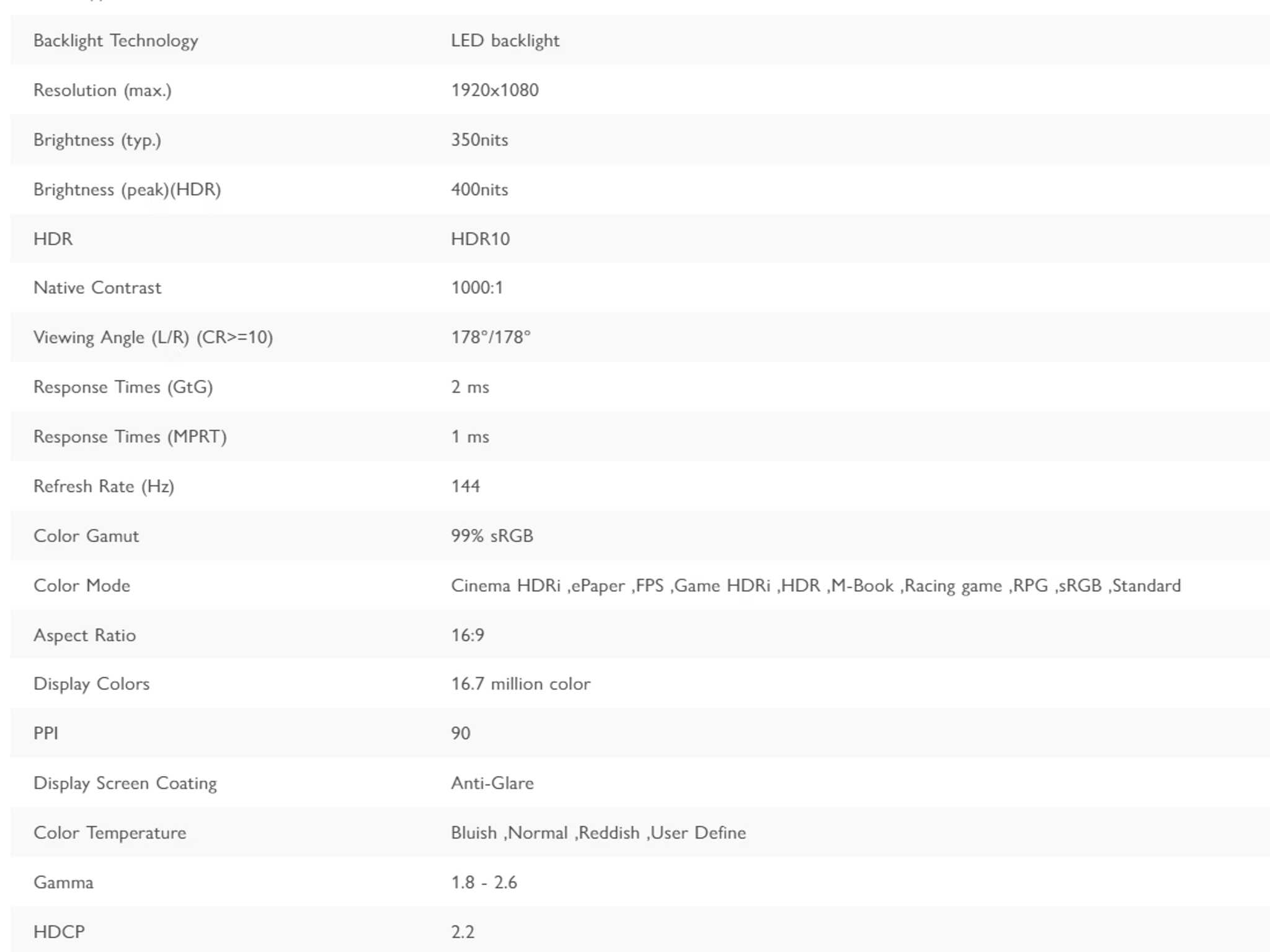 Benq Mobiuz EX2510 144hz 24.5in Gaming Monitor