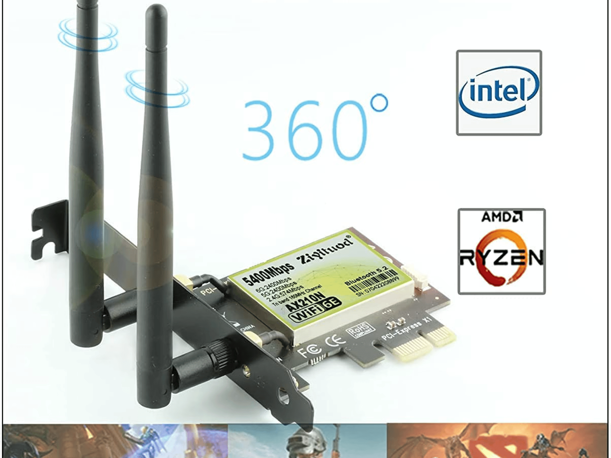 WiFi 6E AX210 Bluetooth5.2 PCIe WiFi Card