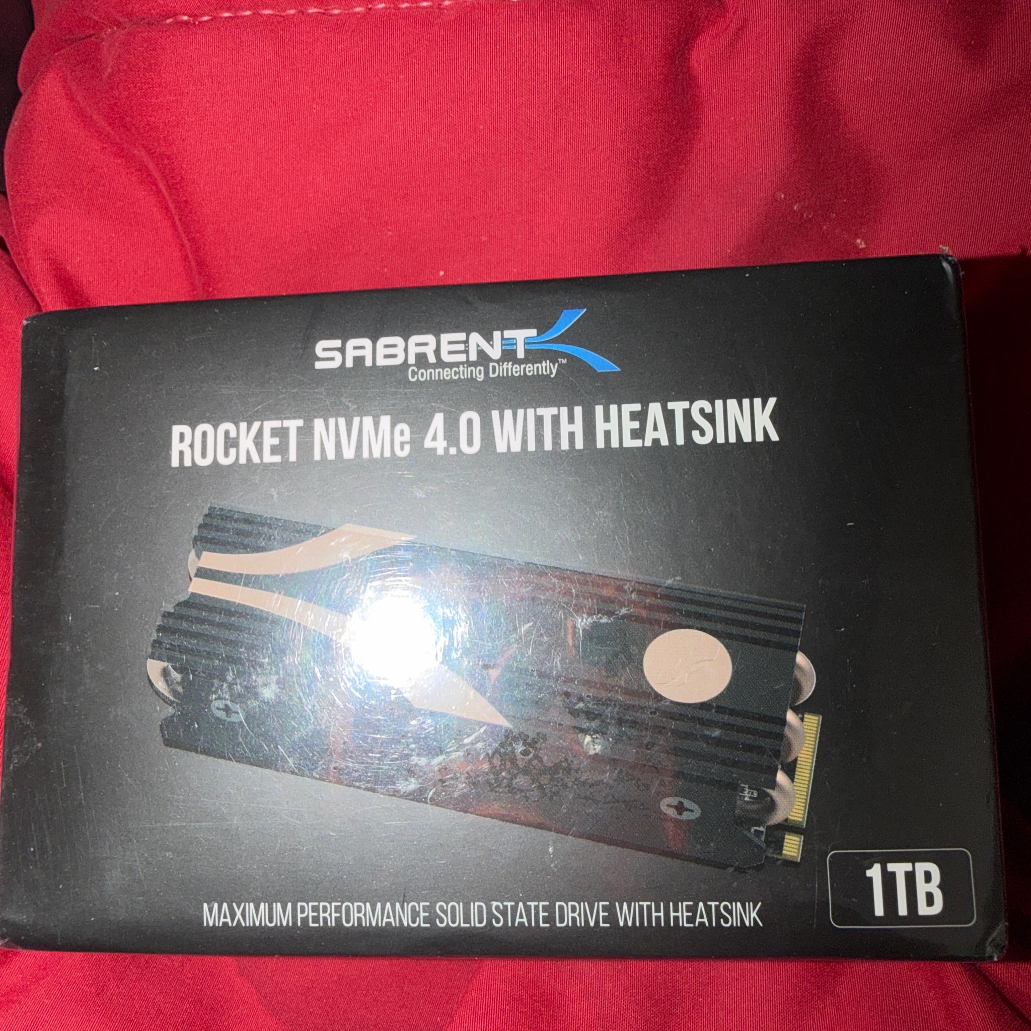NEW SEALED Sabrent 1TB NVME M.2 Gen 4 SSD PCIe 4.0 with Heatsink built in Heatpipes